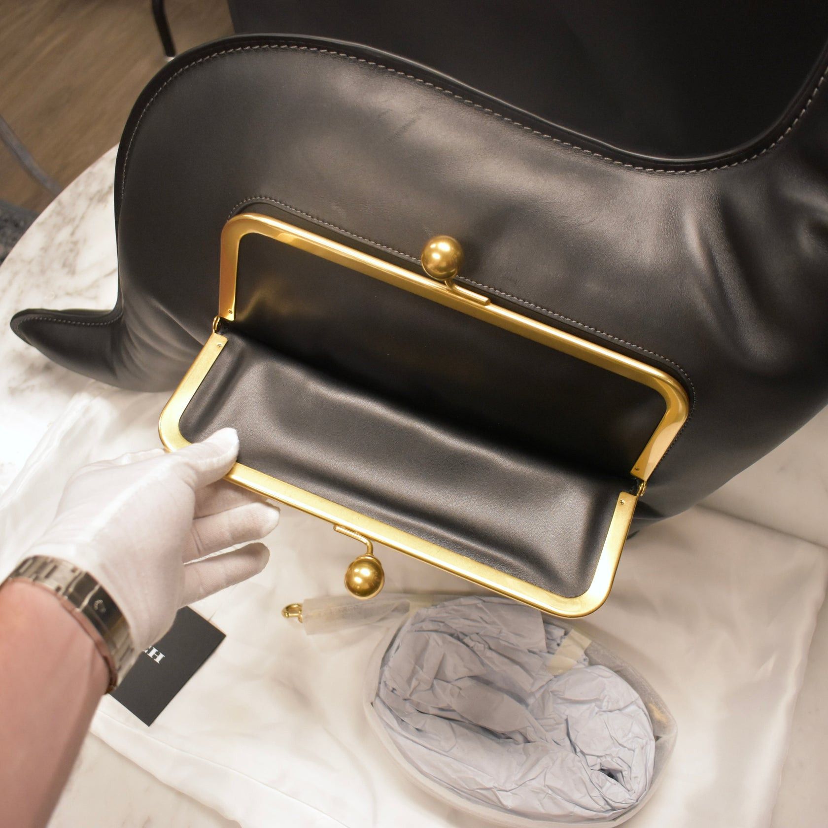 Coach Coach Dino Kisslock Frame Bag Black Leather Size ONE SIZE - 6 Thumbnail