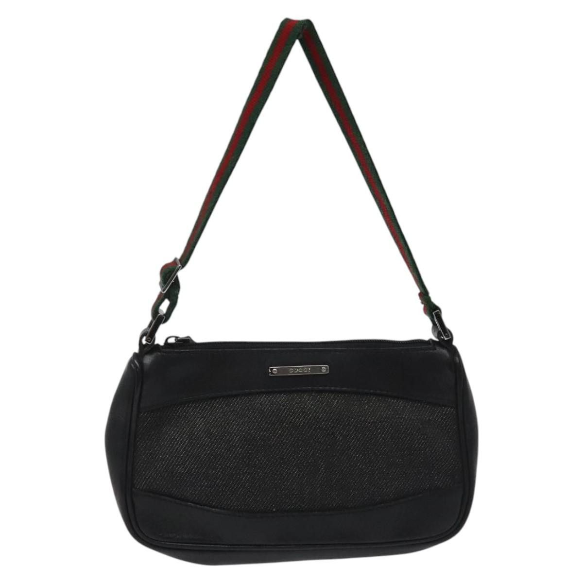 GUCCI Web Sherry Line Accessory Pouch Canvas Black Red Green 92821