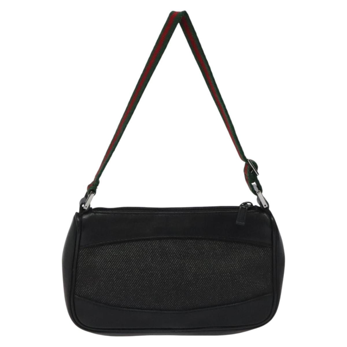 GUCCI Web Sherry Line Accessory Pouch Canvas Black Red Green 92821