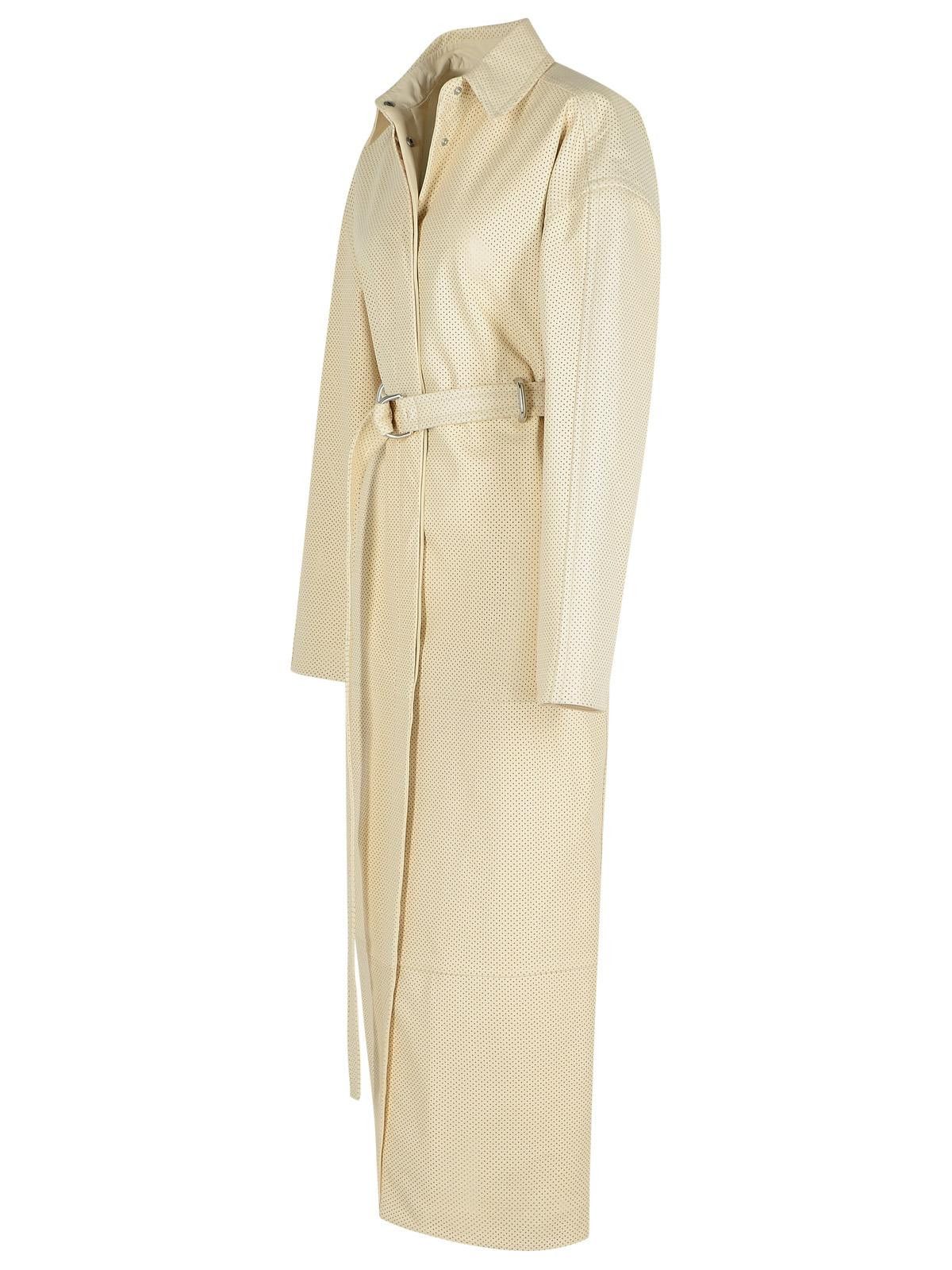 Sportmax SPORTMAX Ivory Leather Trench Coat Size S / US 4 / IT 40 - 2 Thumbnail