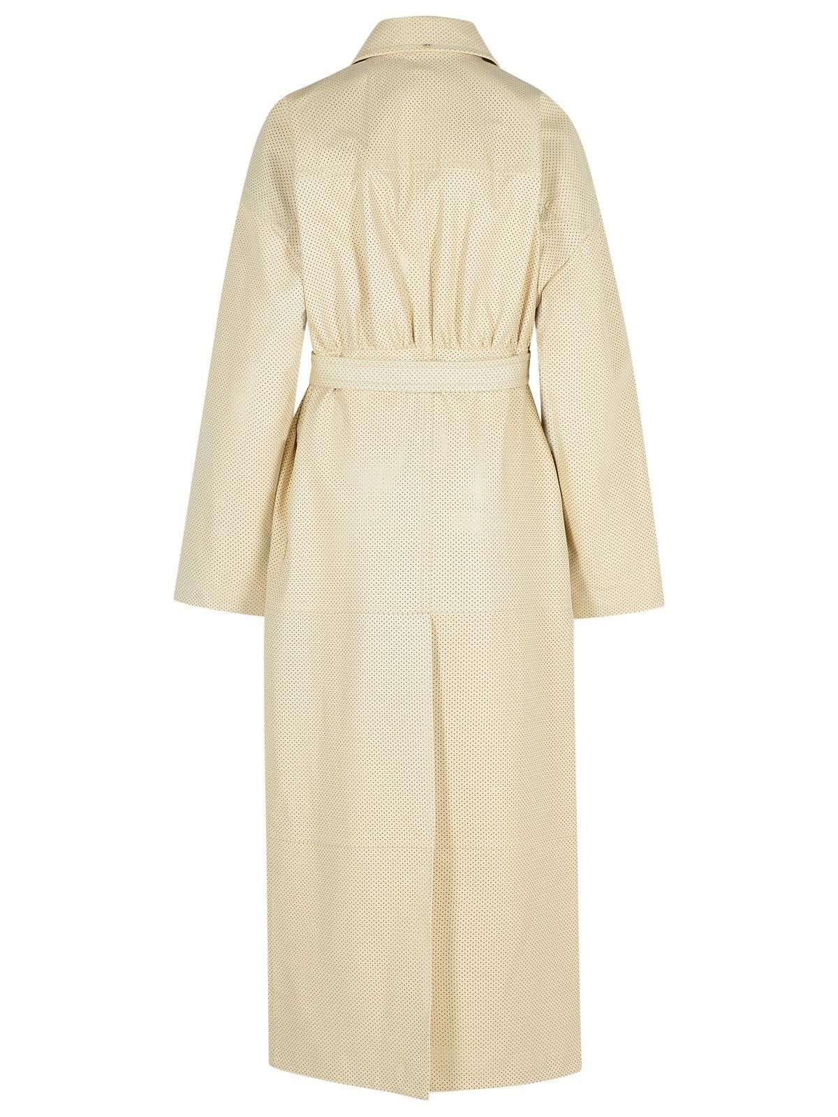 Sportmax SPORTMAX Ivory Leather Trench Coat Size S / US 4 / IT 40 - 3 Thumbnail