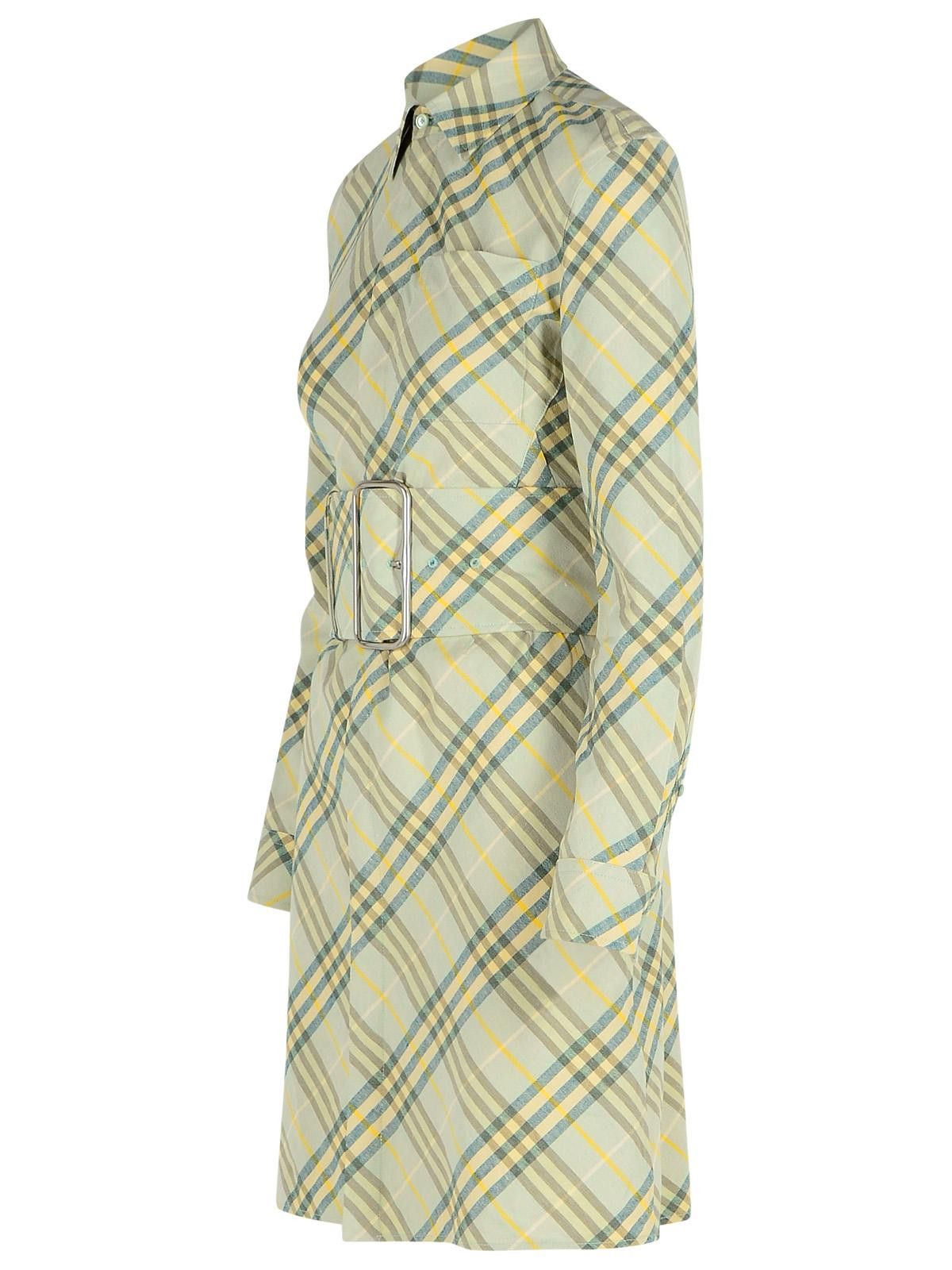 Burberry BURBERRY 'Check' Green Linen Dress Size XS / US 0-2 / IT 36-38 - 2 Thumbnail