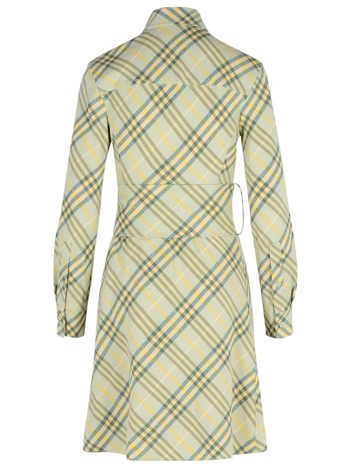 Burberry BURBERRY 'Check' Green Linen Dress Size XS / US 0-2 / IT 36-38 - 3 Thumbnail