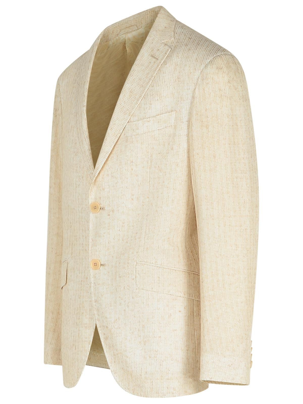 Etro ETRO Blazer In Cream Linen Blend Size US L / EU 52-54 / 3 - 2 Thumbnail