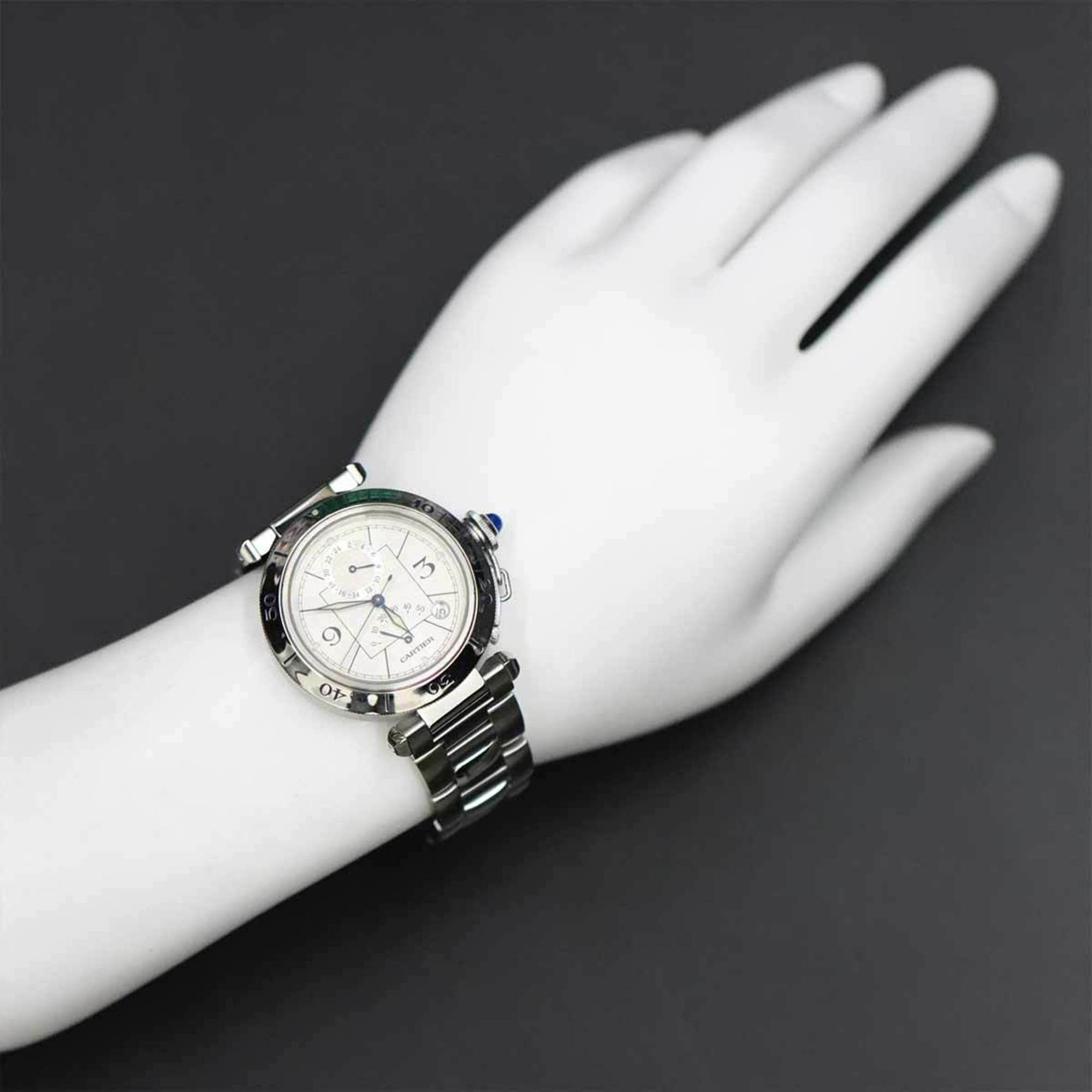 Cartier Cartier Pasha 38mm GMT W31037H3 Men's Watch Date Silver Automatic Size ONE SIZE - 4 Thumbnail