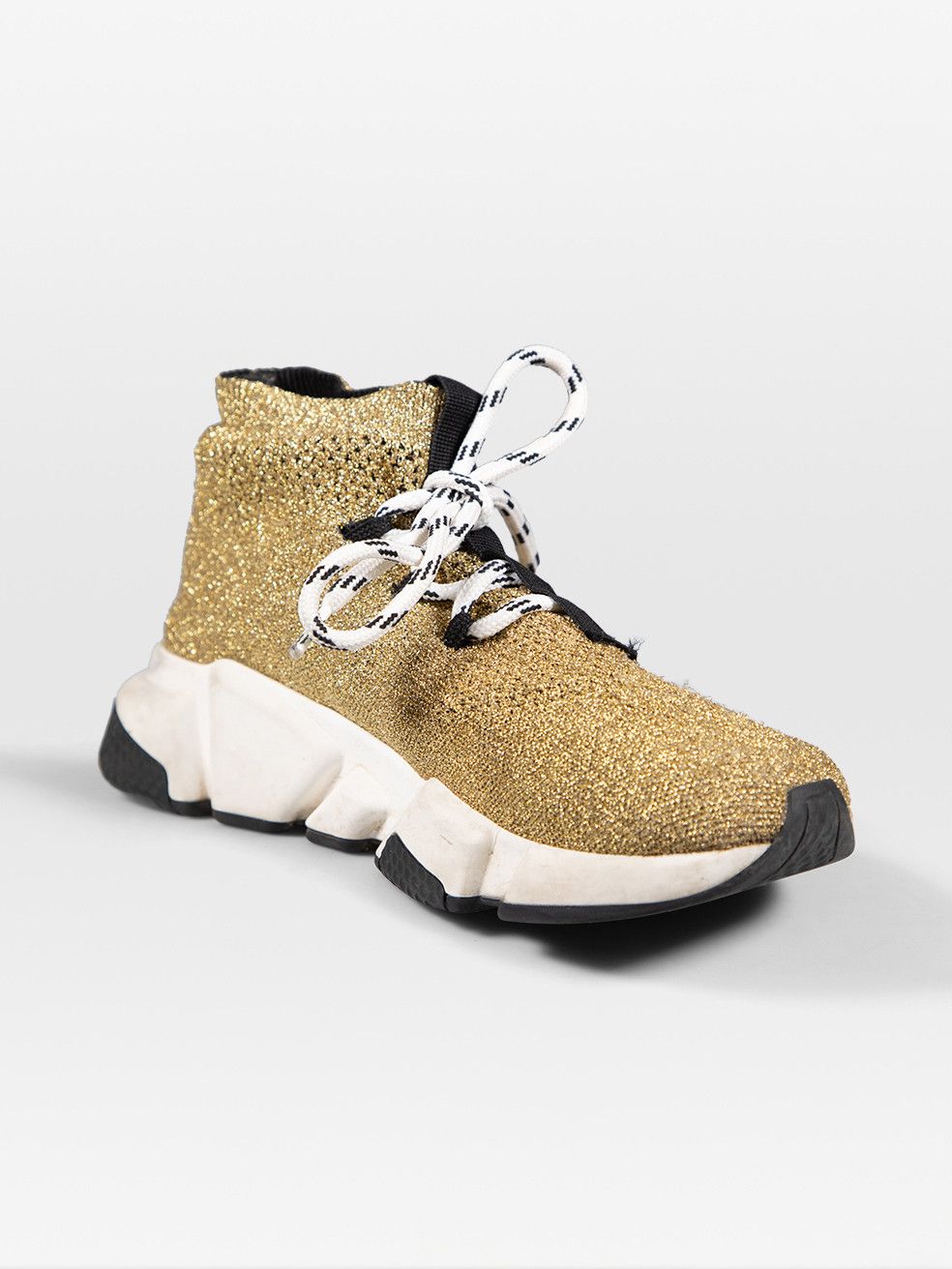 Balenciaga Gold Metallic Speed Lace Up Trainers Size US 5.5 / IT 35.5 - 2 Thumbnail