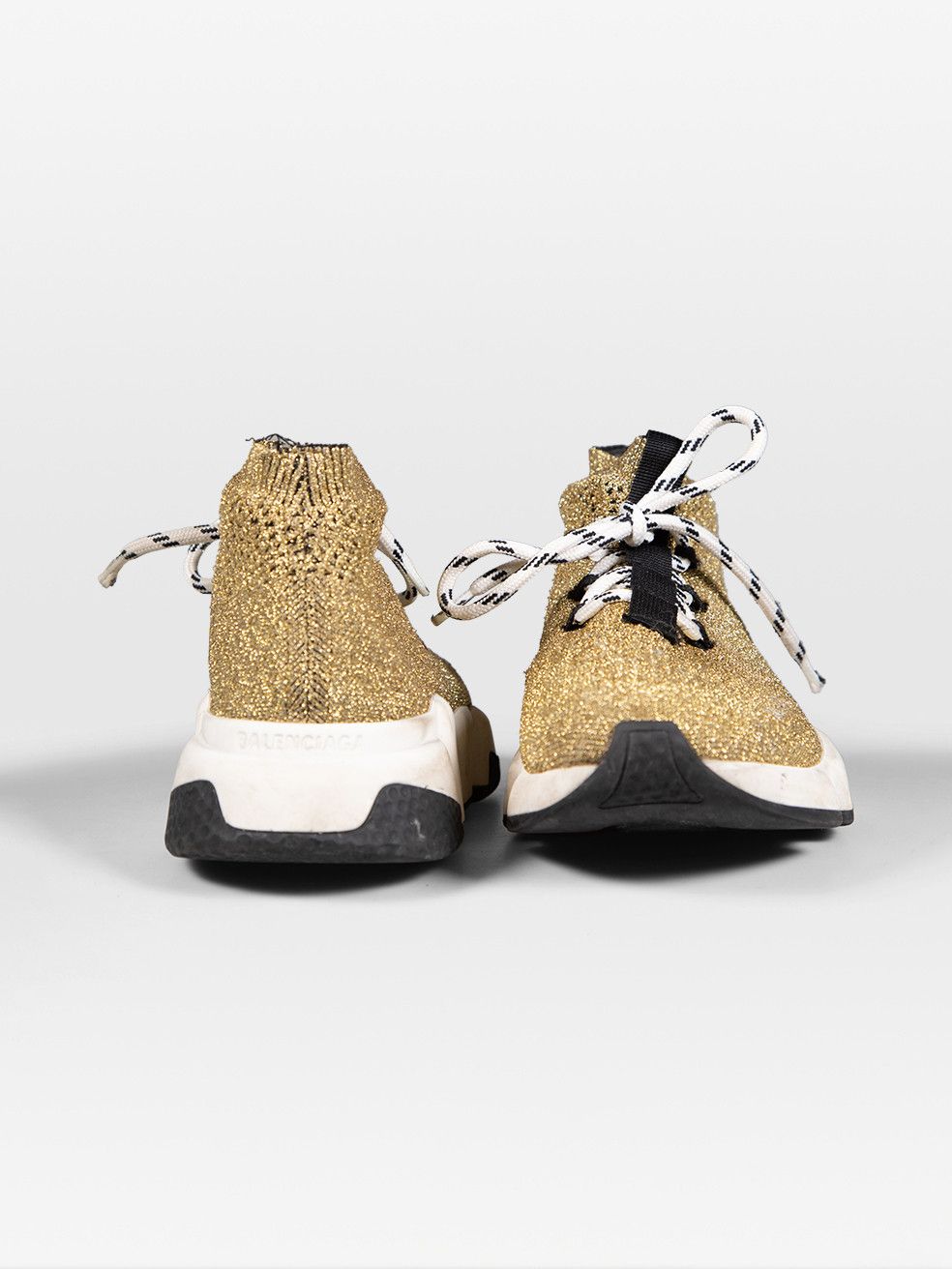 Balenciaga Gold Metallic Speed Lace Up Trainers Size US 5.5 / IT 35.5 - 3 Thumbnail