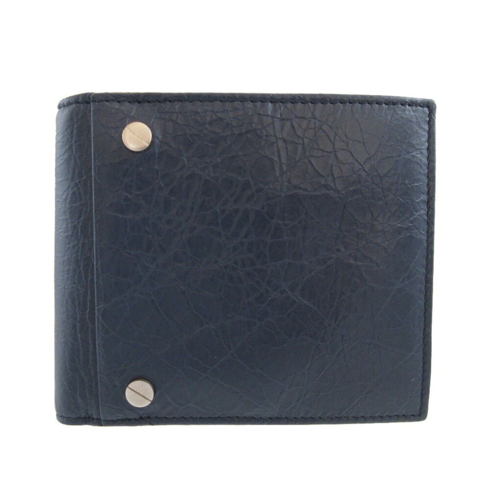 Balenciaga Balenciaga 542001 Square Coin Wallet Men's Leather Navy Blue Bi-fold 0460BALENCIAGA Size ONE SIZE - 2 Thumbnail