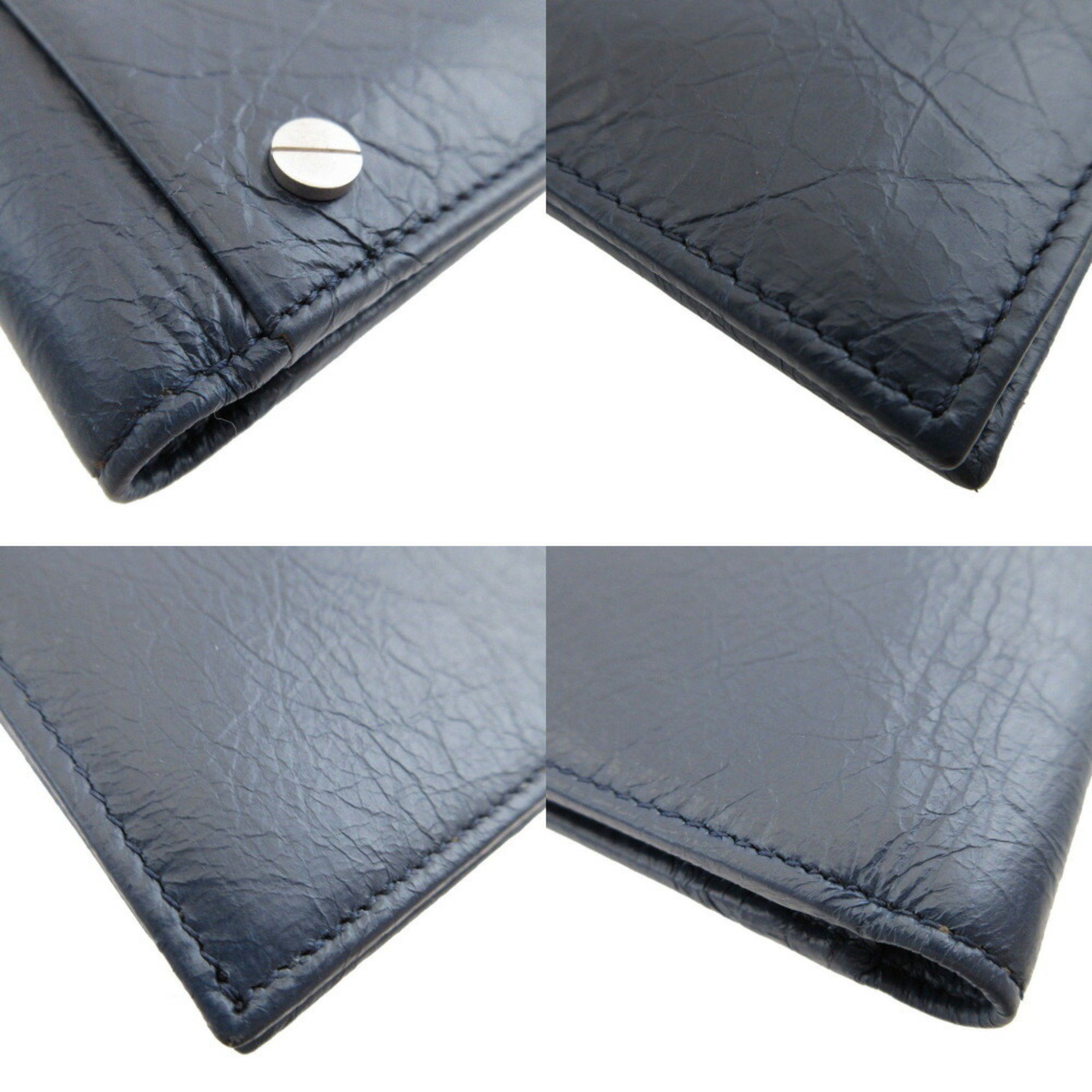 Balenciaga Balenciaga 542001 Square Coin Wallet Men's Leather Navy Blue Bi-fold 0460BALENCIAGA Size ONE SIZE - 9 Thumbnail