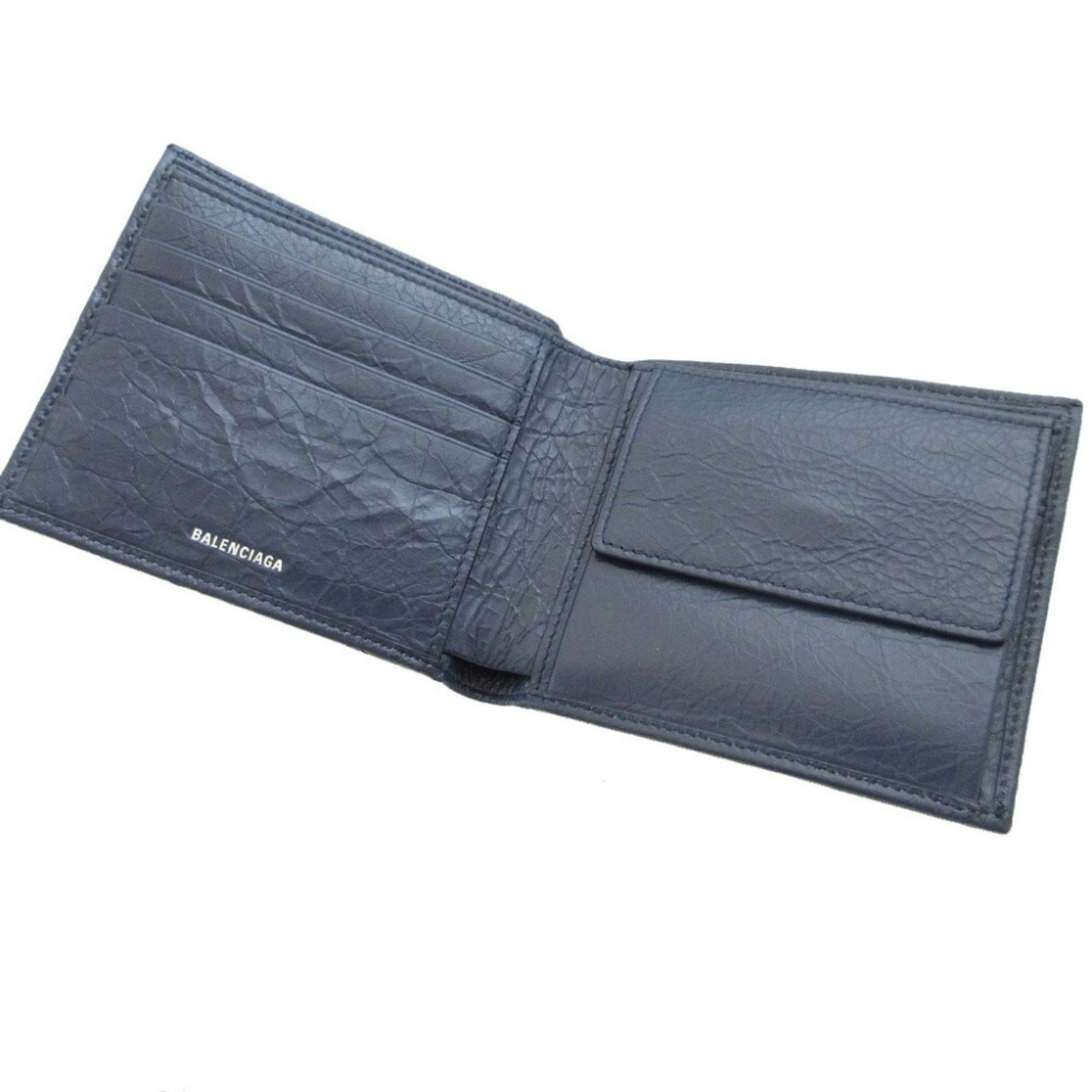 Balenciaga Balenciaga 542001 Square Coin Wallet Men's Leather Navy Blue Bi-fold 0460BALENCIAGA Size ONE SIZE - 5 Thumbnail