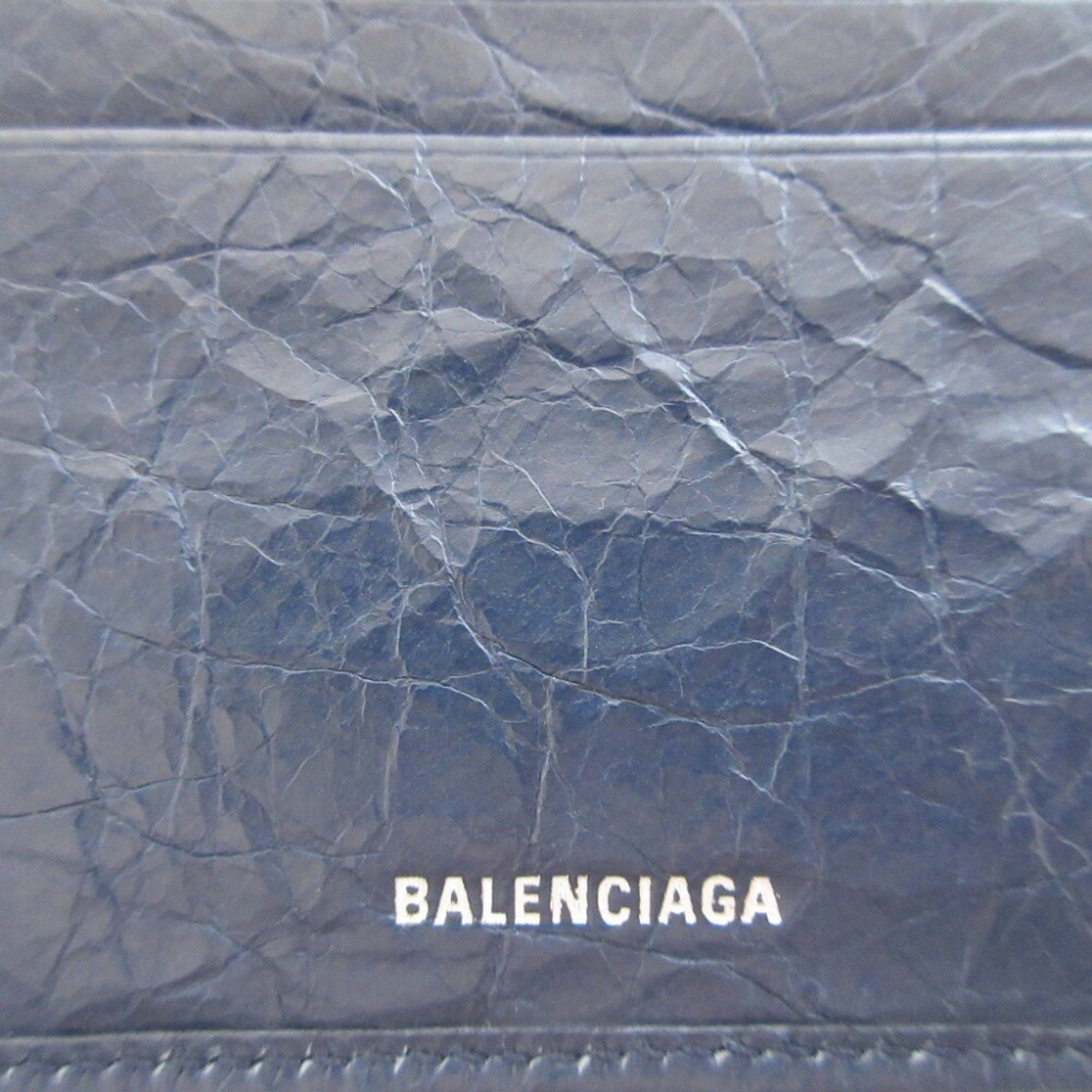 Balenciaga Balenciaga 542001 Square Coin Wallet Men's Leather Navy Blue Bi-fold 0460BALENCIAGA Size ONE SIZE - 10 Thumbnail