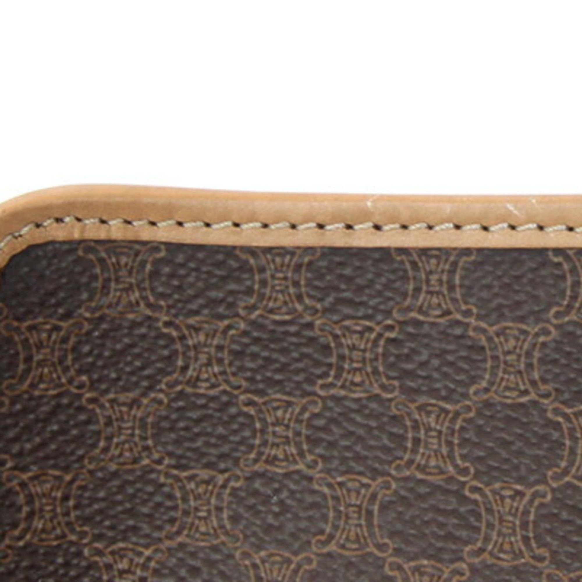 Celine clutch bag macadam brown beige PVC leather second pouch old CELINE