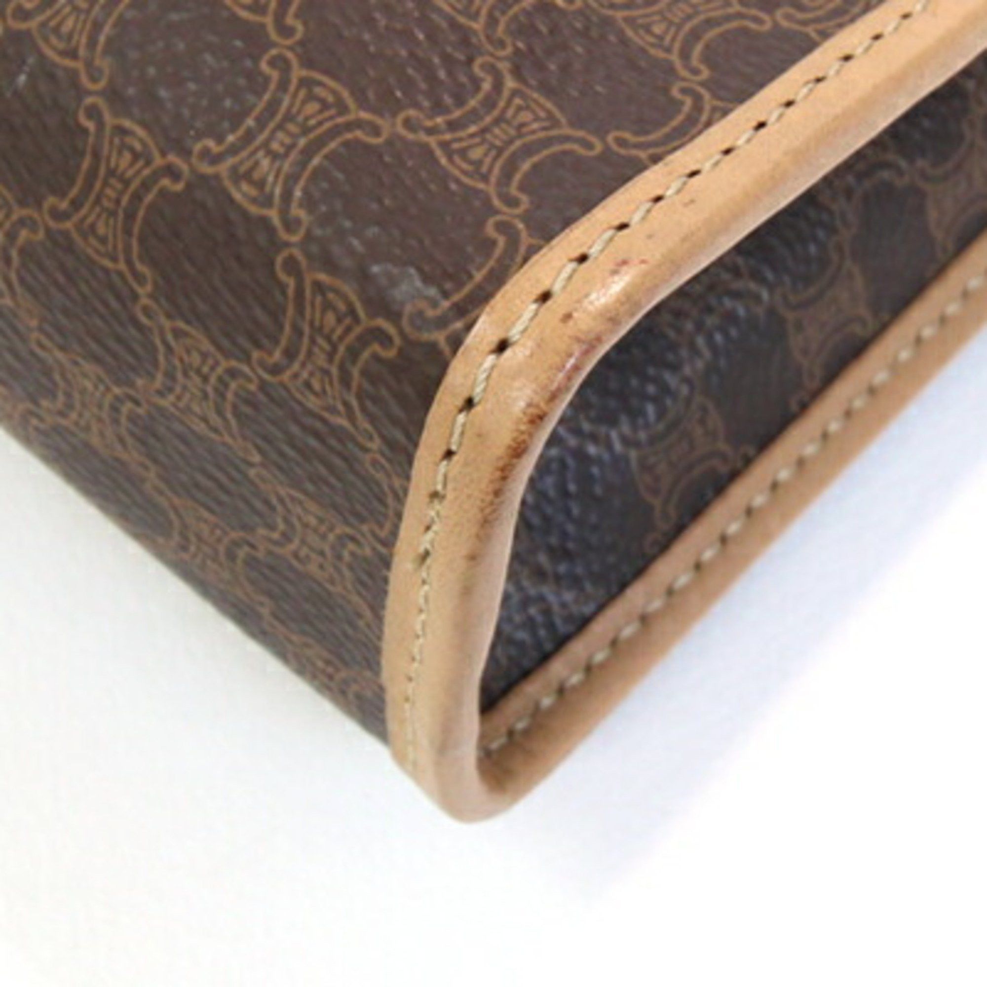 Celine clutch bag macadam brown beige PVC leather second pouch old CELINE