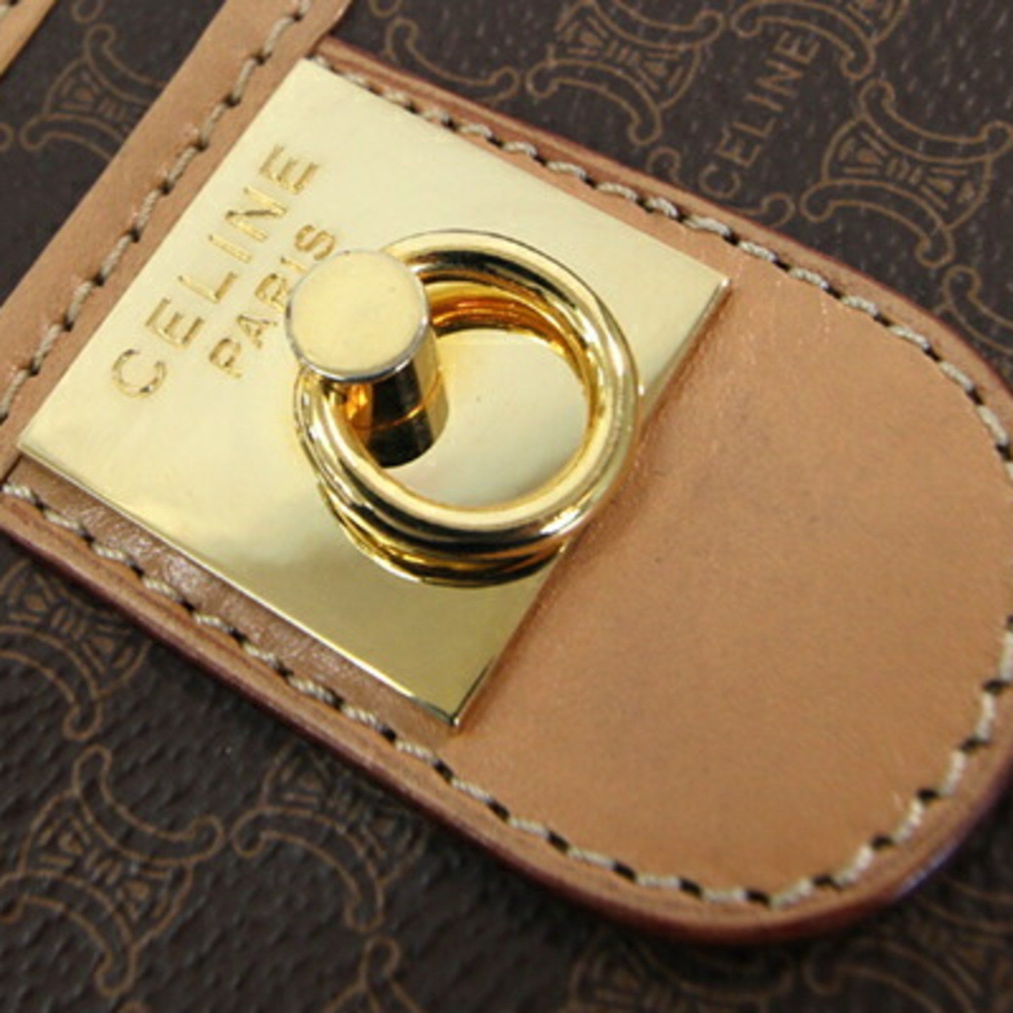 Celine clutch bag macadam brown beige PVC leather second pouch old CELINE