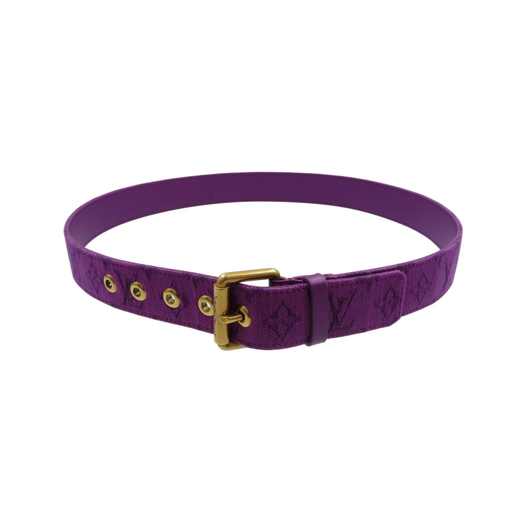 Louis Vuitton Louis Vuitton Santur Signature M0177 Denim Purple Belt 1023LOUIS VUITTON Size ONE SIZE - 4 Thumbnail