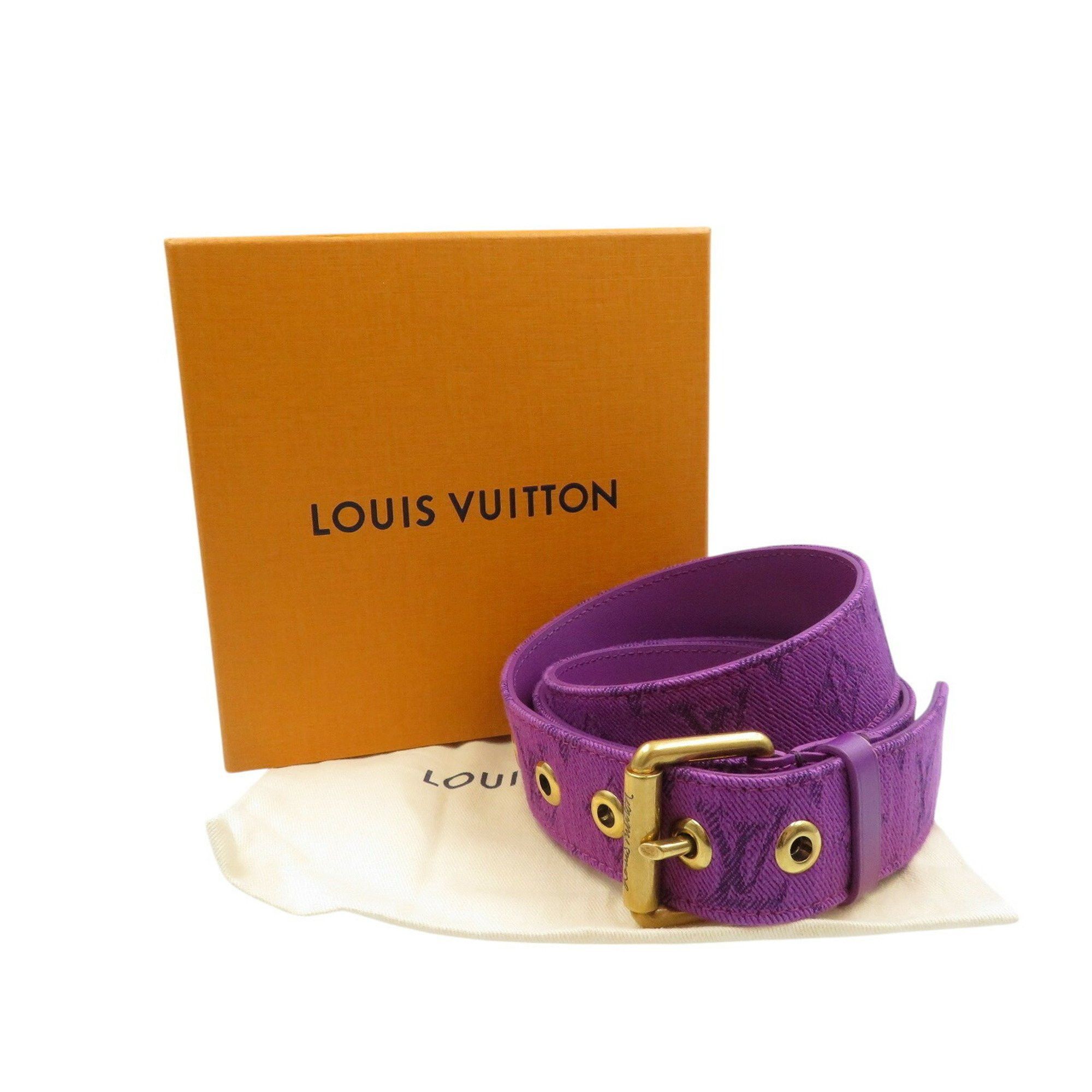 Louis Vuitton Louis Vuitton Santur Signature M0177 Denim Purple Belt 1023LOUIS VUITTON Size ONE SIZE - 3 Thumbnail