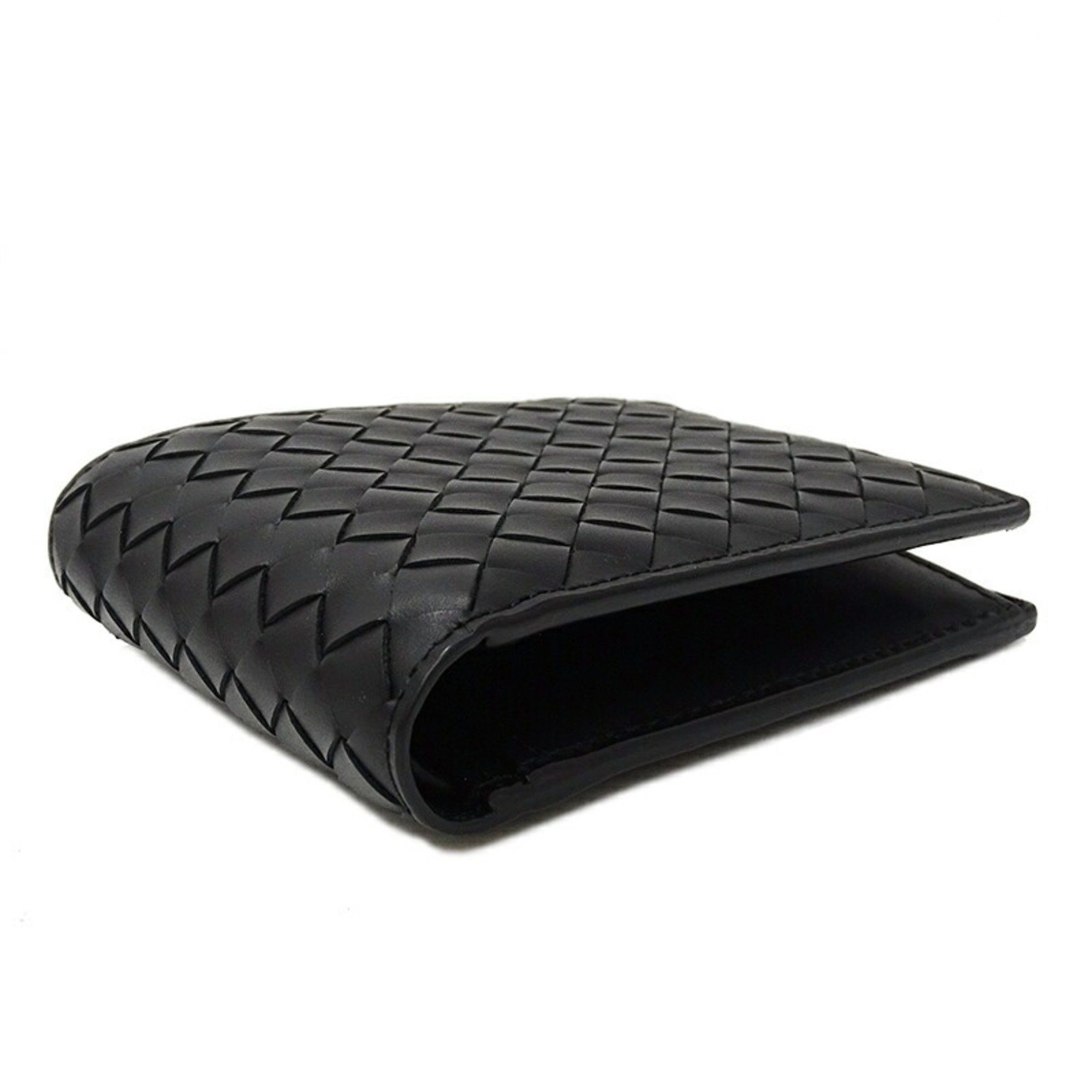Bottega Veneta BOTTEGA VENETA Men's Wallet Bi-fold Intrecciato Leather Black Compact Size ONE SIZE - 5 Thumbnail