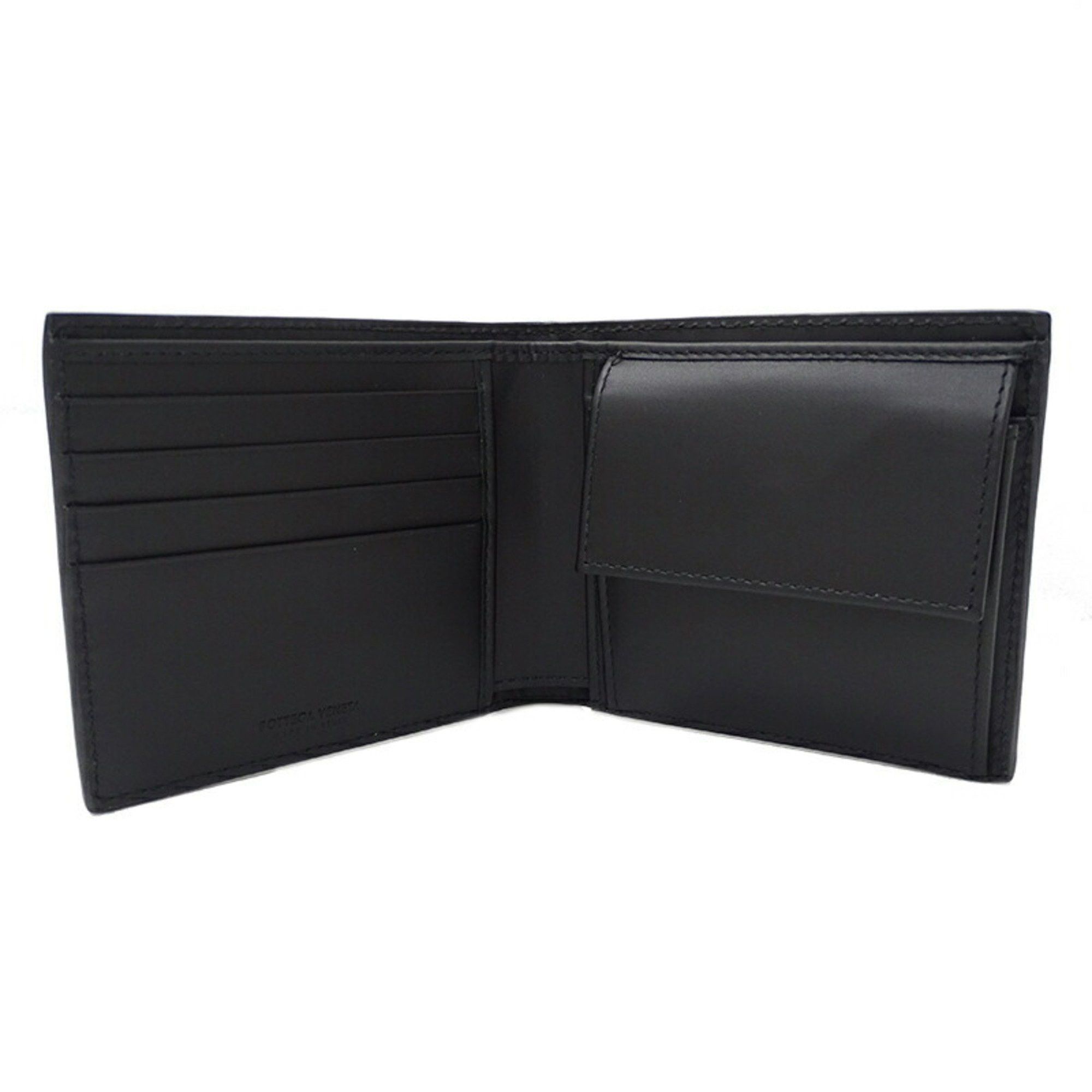 Bottega Veneta BOTTEGA VENETA Men's Wallet Bi-fold Intrecciato Leather Black Compact Size ONE SIZE - 6 Thumbnail