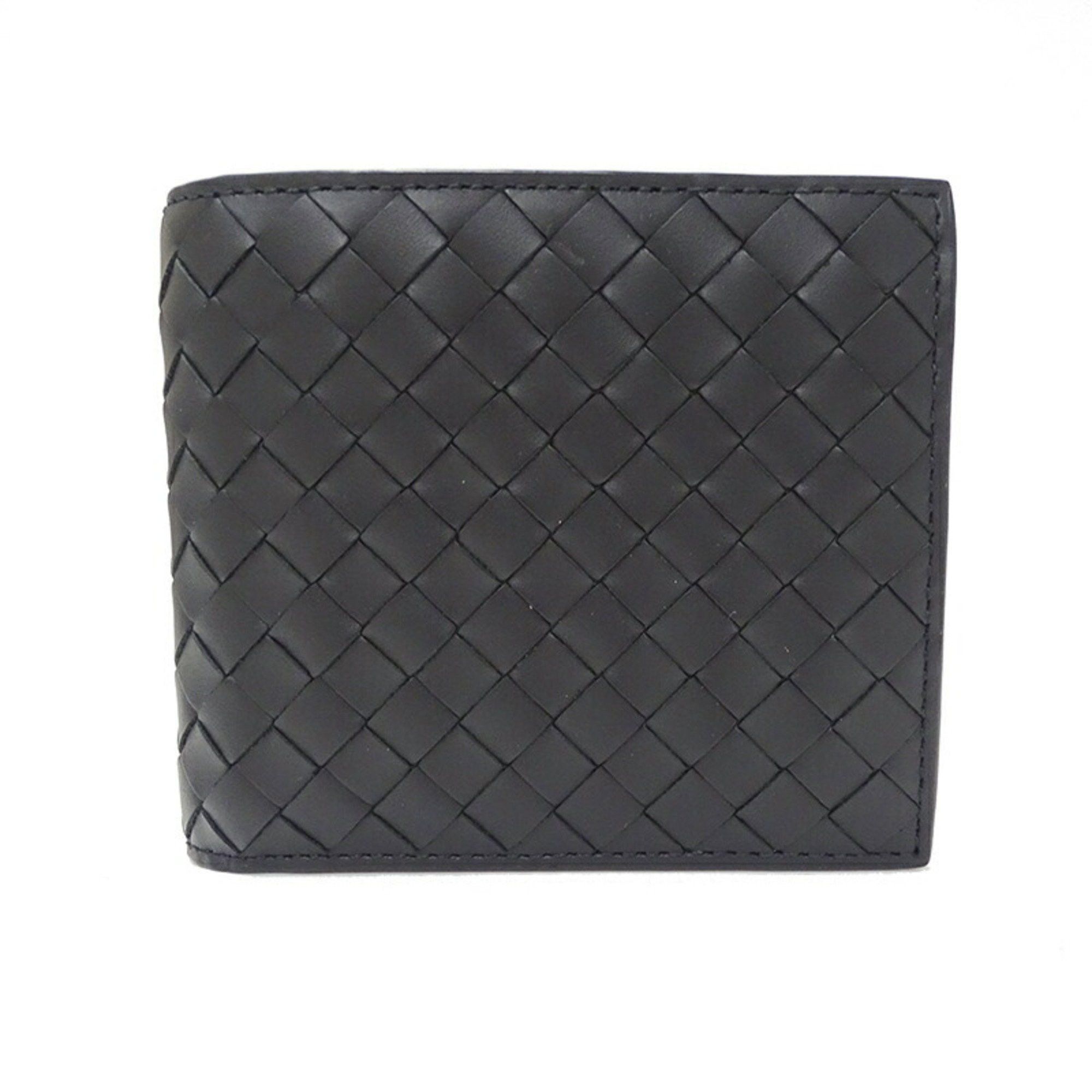 Bottega Veneta BOTTEGA VENETA Men's Wallet Bi-fold Intrecciato Leather Black Compact Size ONE SIZE - 2 Thumbnail