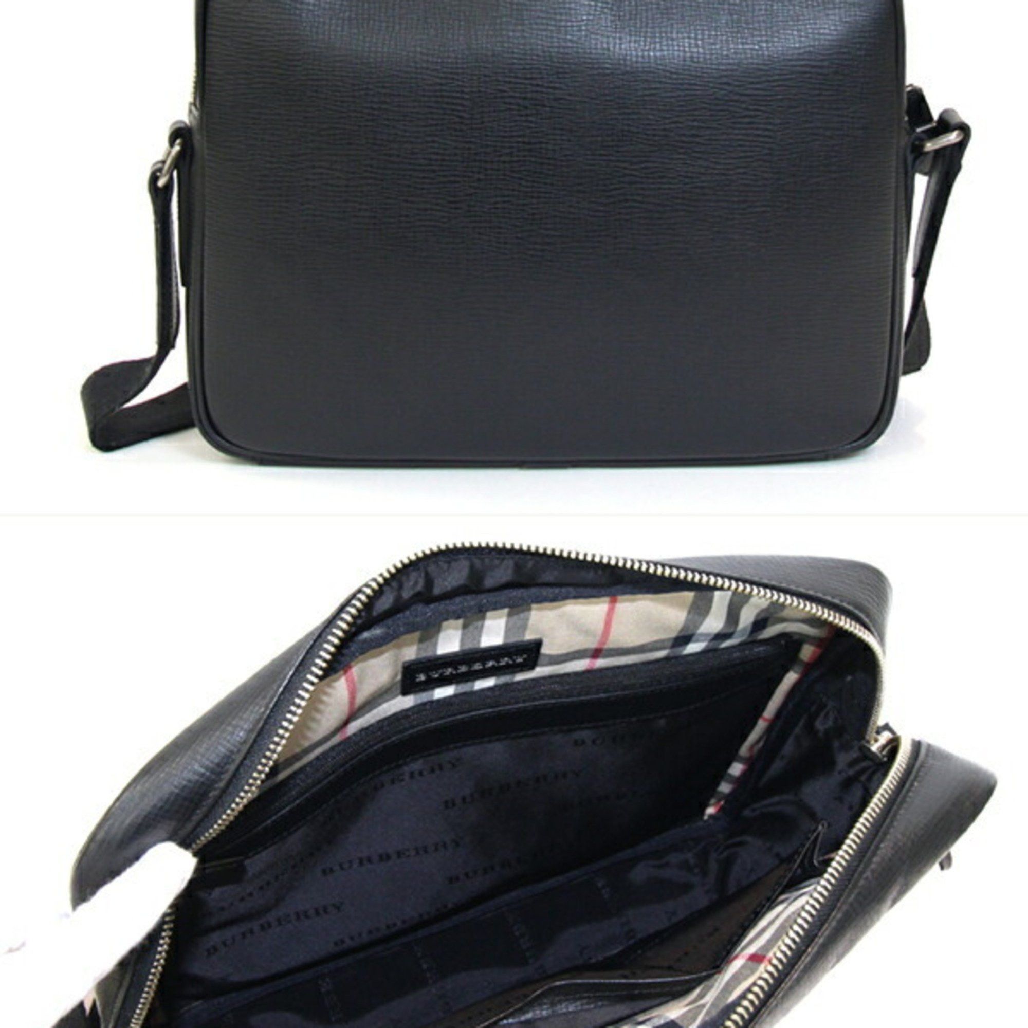 Burberry Burberry Shoulder Bag Black Leather Crossbody Nova Check Men's BURBERRY Size ONE SIZE - 2 Thumbnail