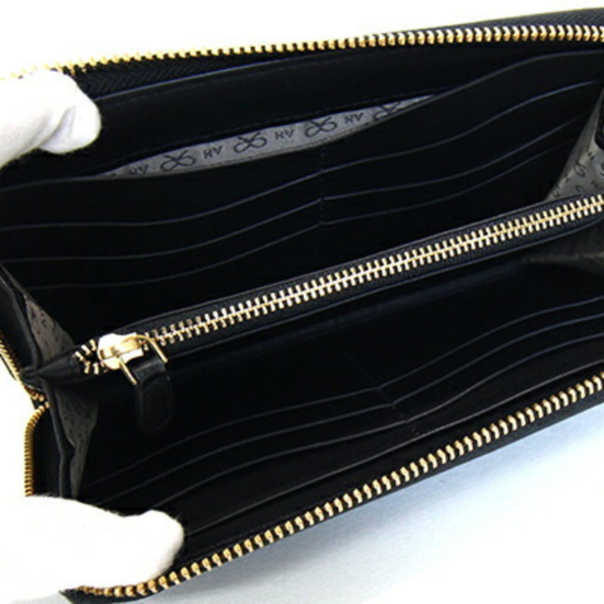 Anya Hindmarch Anya Hindmarch Round Long Wallet Black Leather Zip Smile Punching Tassel Women's ANYA HINDMARCH Size ONE SIZE - 3 Thumbnail