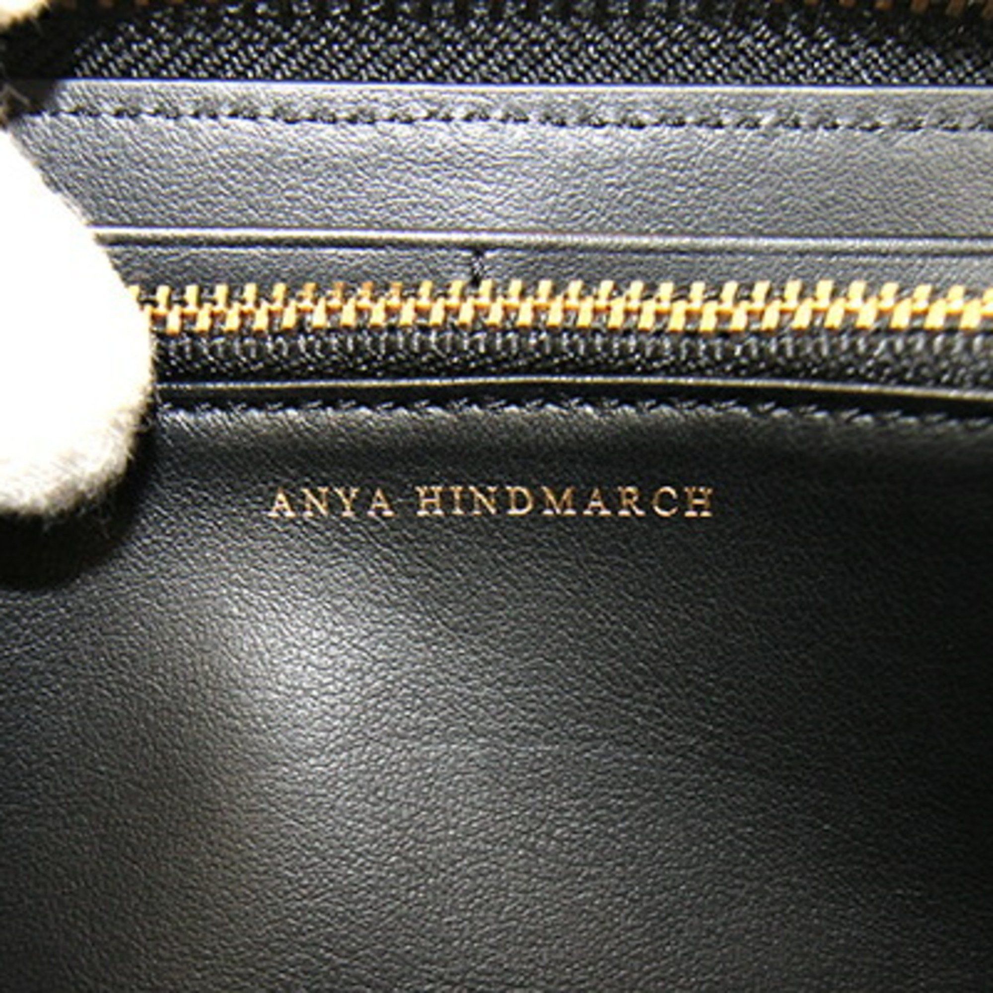 Anya Hindmarch Anya Hindmarch Round Long Wallet Black Leather Zip Smile Punching Tassel Women's ANYA HINDMARCH Size ONE SIZE - 6 Thumbnail