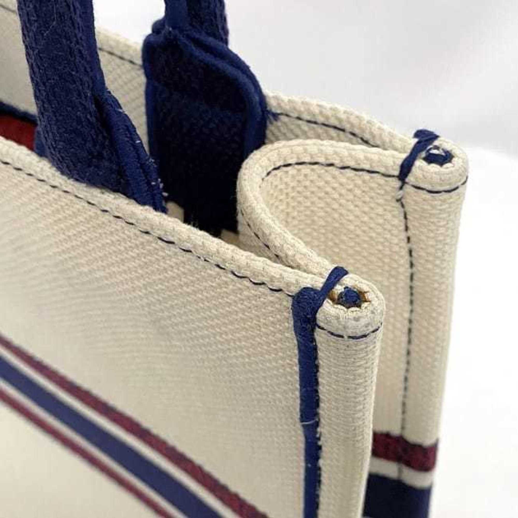 Dior Christian Dior Handbag Book Tote Vertical f-22696 White Navy Red Canvas 50-MA-0241 Freestanding Heart Embroidery Size ONE SIZE - 9 Thumbnail