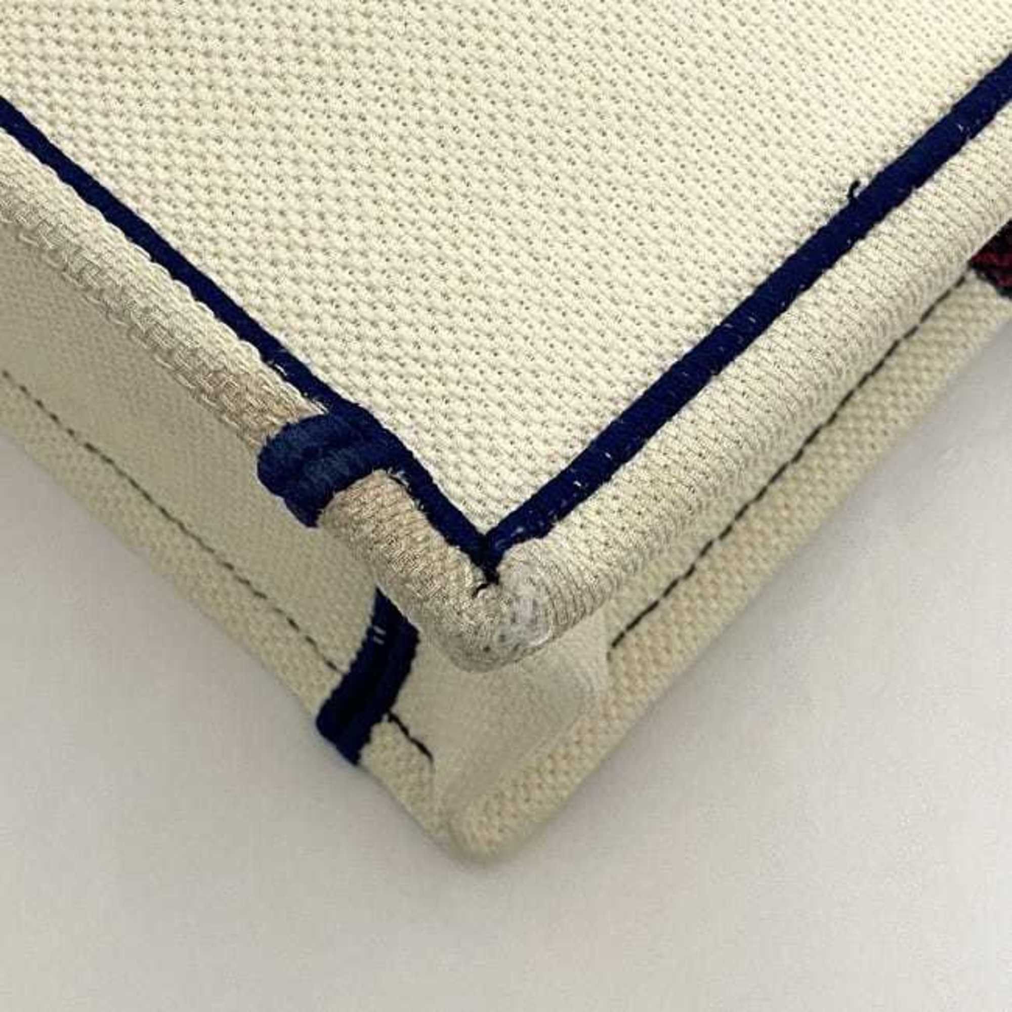 Dior Christian Dior Handbag Book Tote Vertical f-22696 White Navy Red Canvas 50-MA-0241 Freestanding Heart Embroidery Size ONE SIZE - 6 Thumbnail