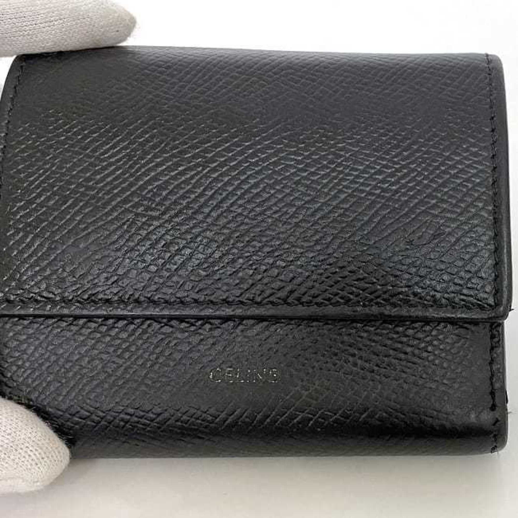 Celine Celine Tri-fold Wallet ec-22834 Black 10B573BEL.38NO Compact Leather W-1N-4169 CELINE Mini Women's Men's Folding Size ONE SIZE - 7 Thumbnail