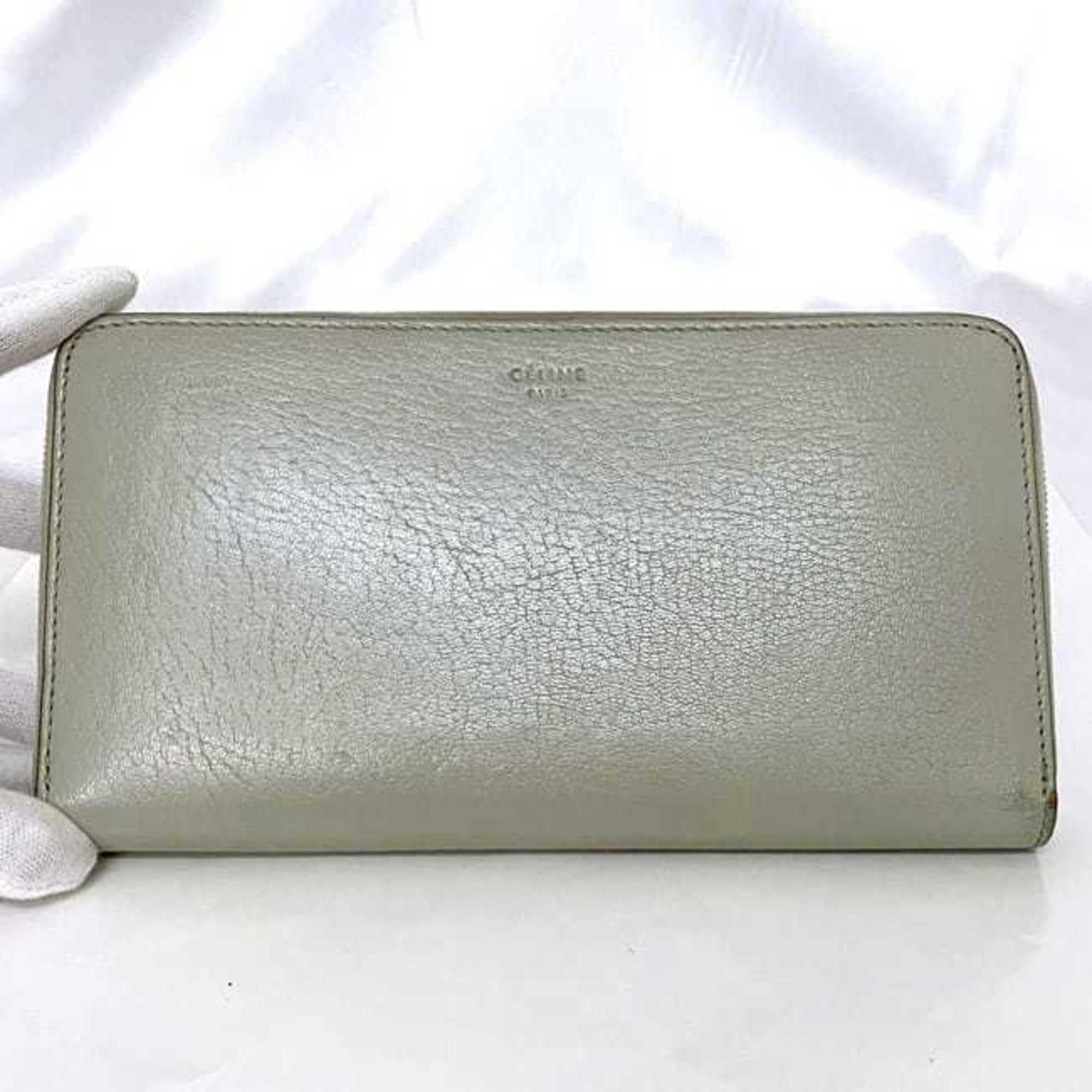 Celine Celine Round Long Wallet Large Zip Multi-Function ec-22650 Gray 105003 Leather S-PG-3176 CELINE Women's Size ONE SIZE - 6 Thumbnail