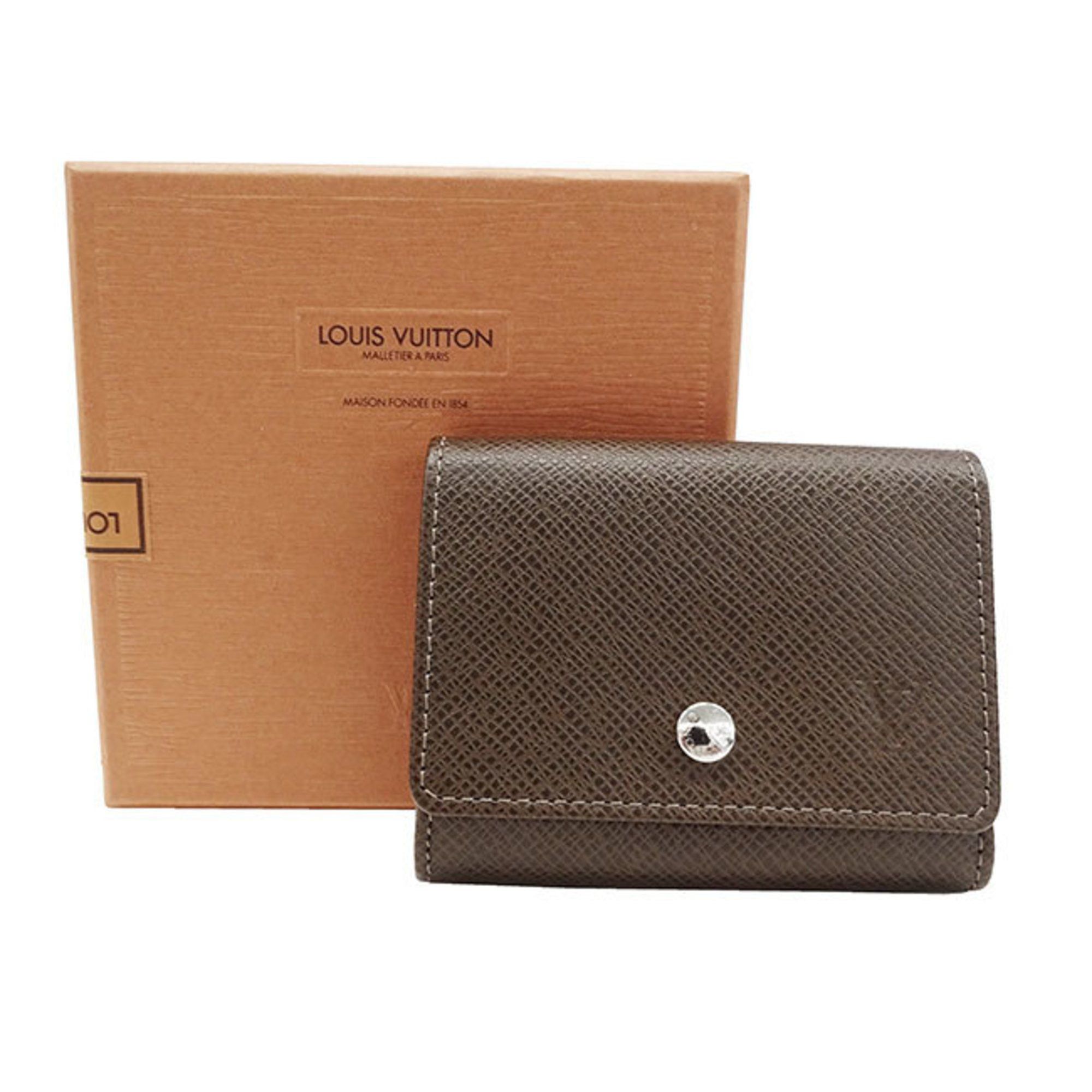 Louis Vuitton Louis Vuitton Wallet Men's Coin Case Taiga Porto Monnaie Sergei Grisli Brown M32568 Purse Compact Size ONE SIZE - 5 Thumbnail