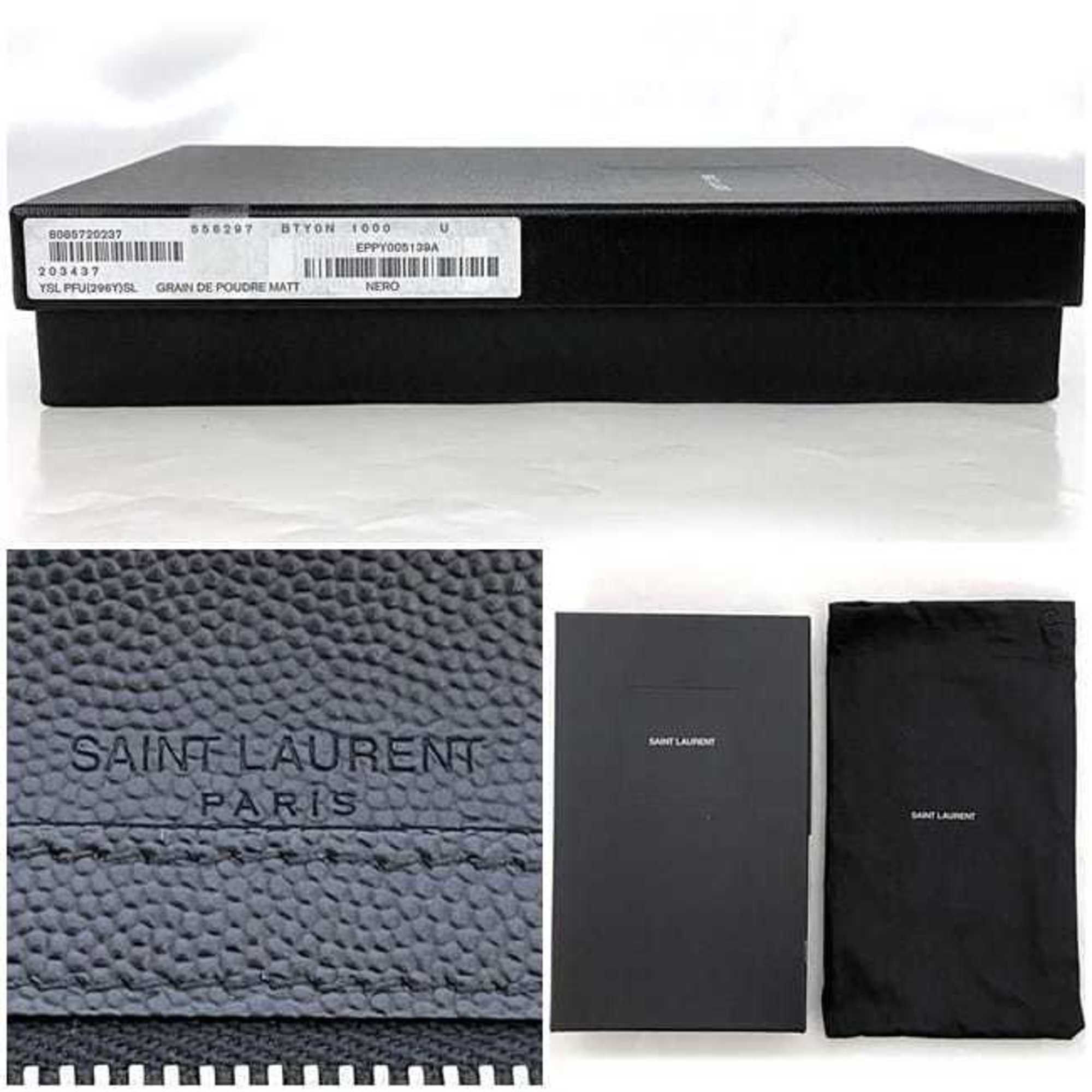 Saint Laurent Paris Saint Laurent Bi-fold Long Wallet f-22675 Black TGN556297 0920 Leather SAINT LAURENT PARIS Grain YSL Women's Men's Size ONE SIZE - 11 Thumbnail