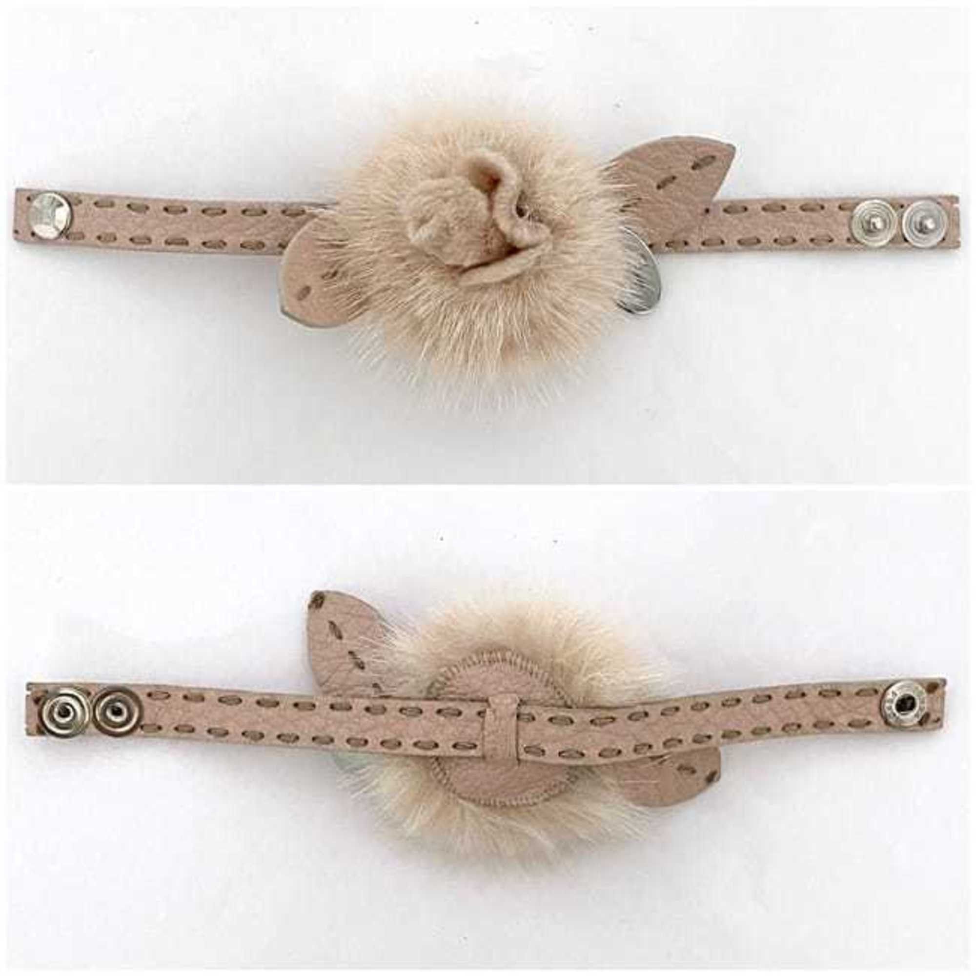 Fendi Fendi bracelet ec-22714 pink Selleria leather fur FENDI fluffy flower motif ladies Size ONE SIZE - 5 Thumbnail