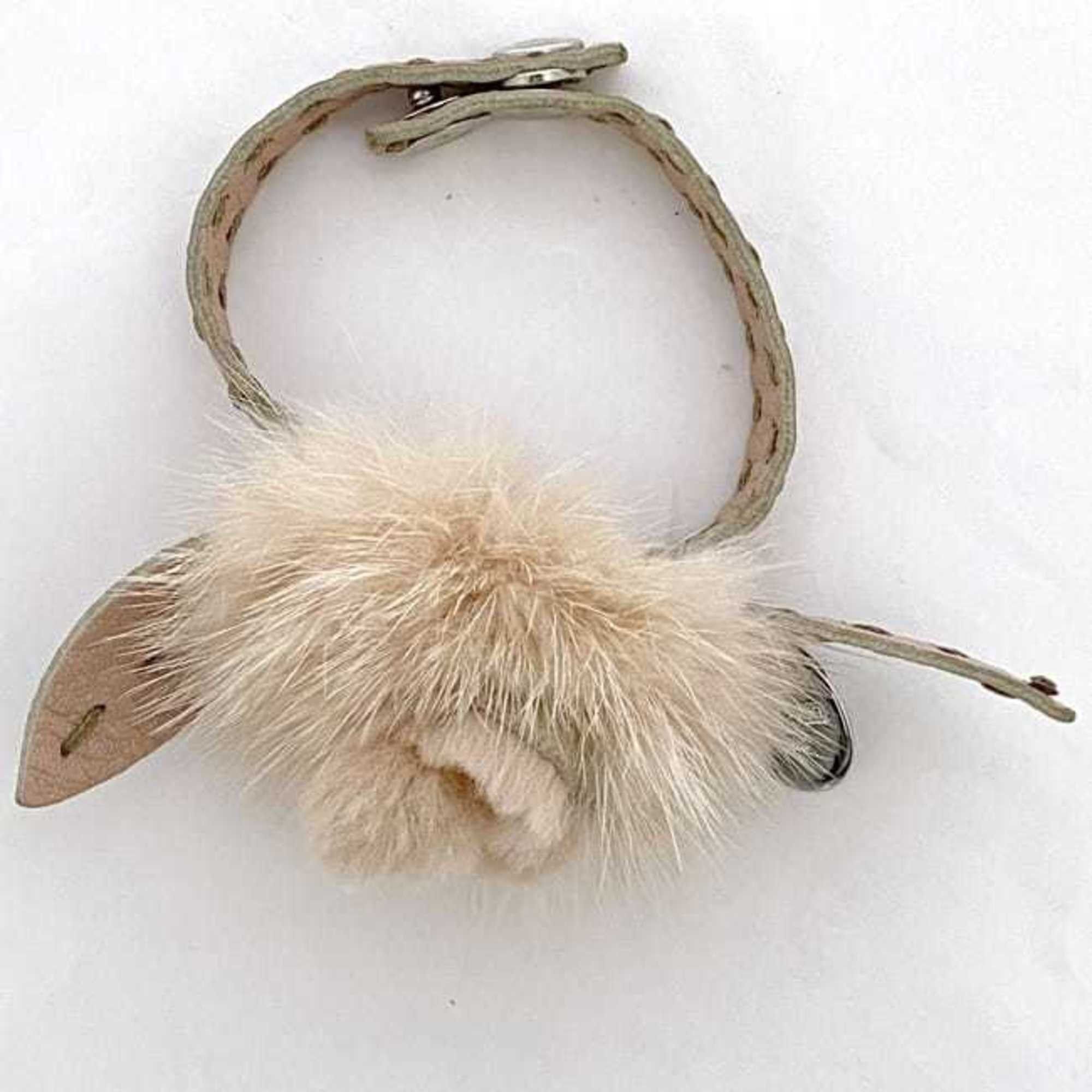Fendi Fendi bracelet ec-22714 pink Selleria leather fur FENDI fluffy flower motif ladies Size ONE SIZE - 6 Thumbnail