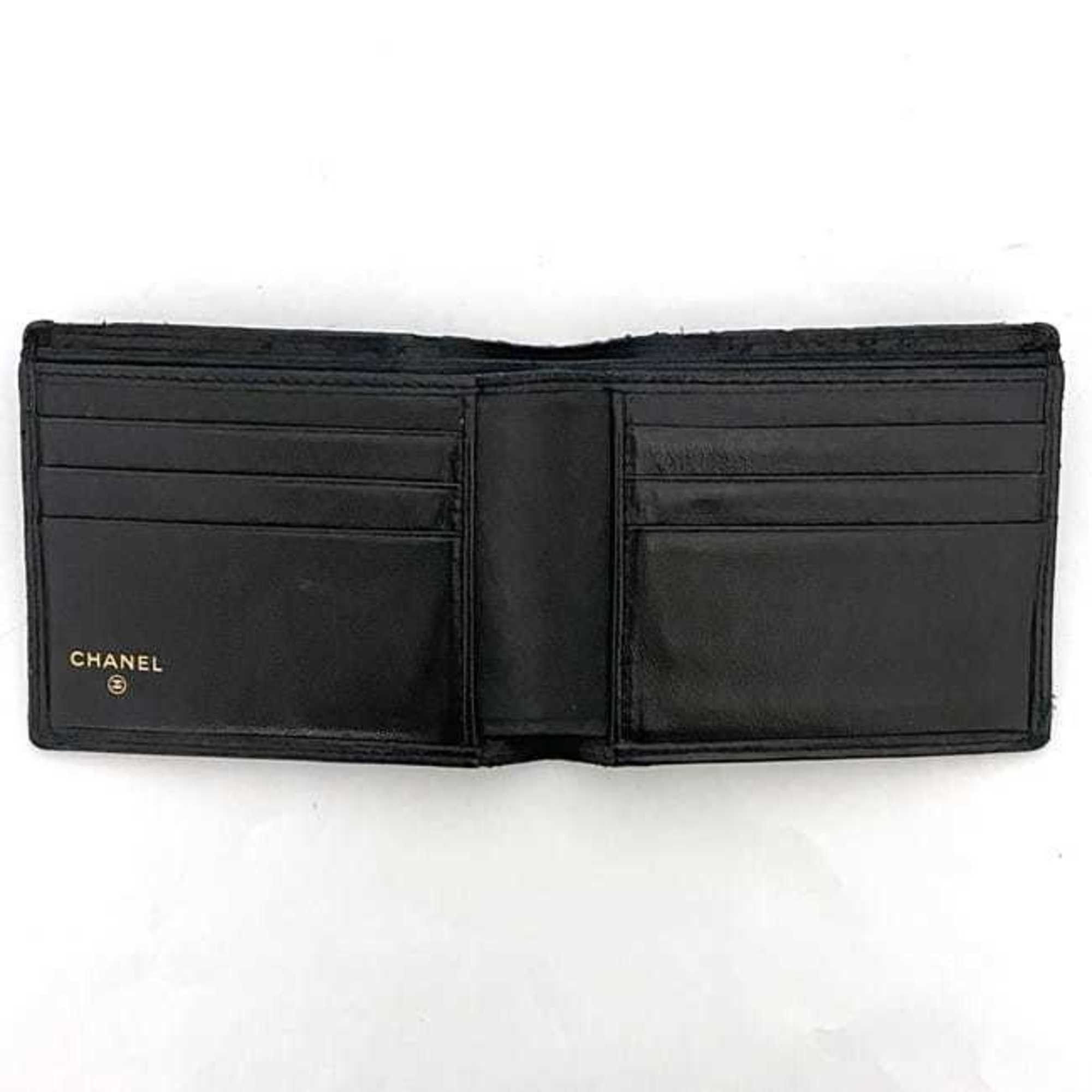 Chanel Chanel Bi-fold Wallet ec-22611 Black Bicolor Billfold Leather CHANEL Folding Coco Mark Quilting Compact Mini Size ONE SIZE - 10 Thumbnail