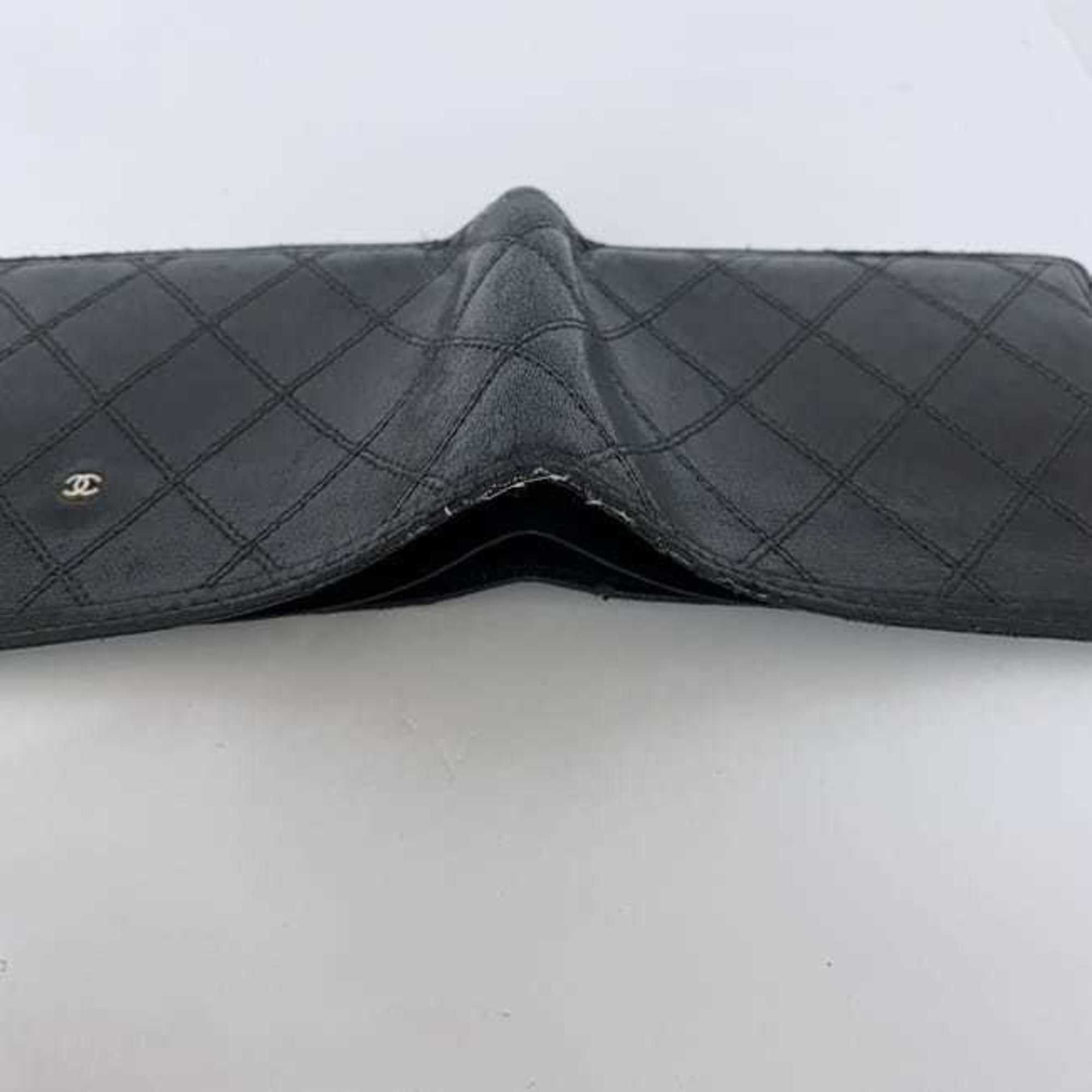 Chanel Chanel Bi-fold Wallet ec-22611 Black Bicolor Billfold Leather CHANEL Folding Coco Mark Quilting Compact Mini Size ONE SIZE - 9 Thumbnail