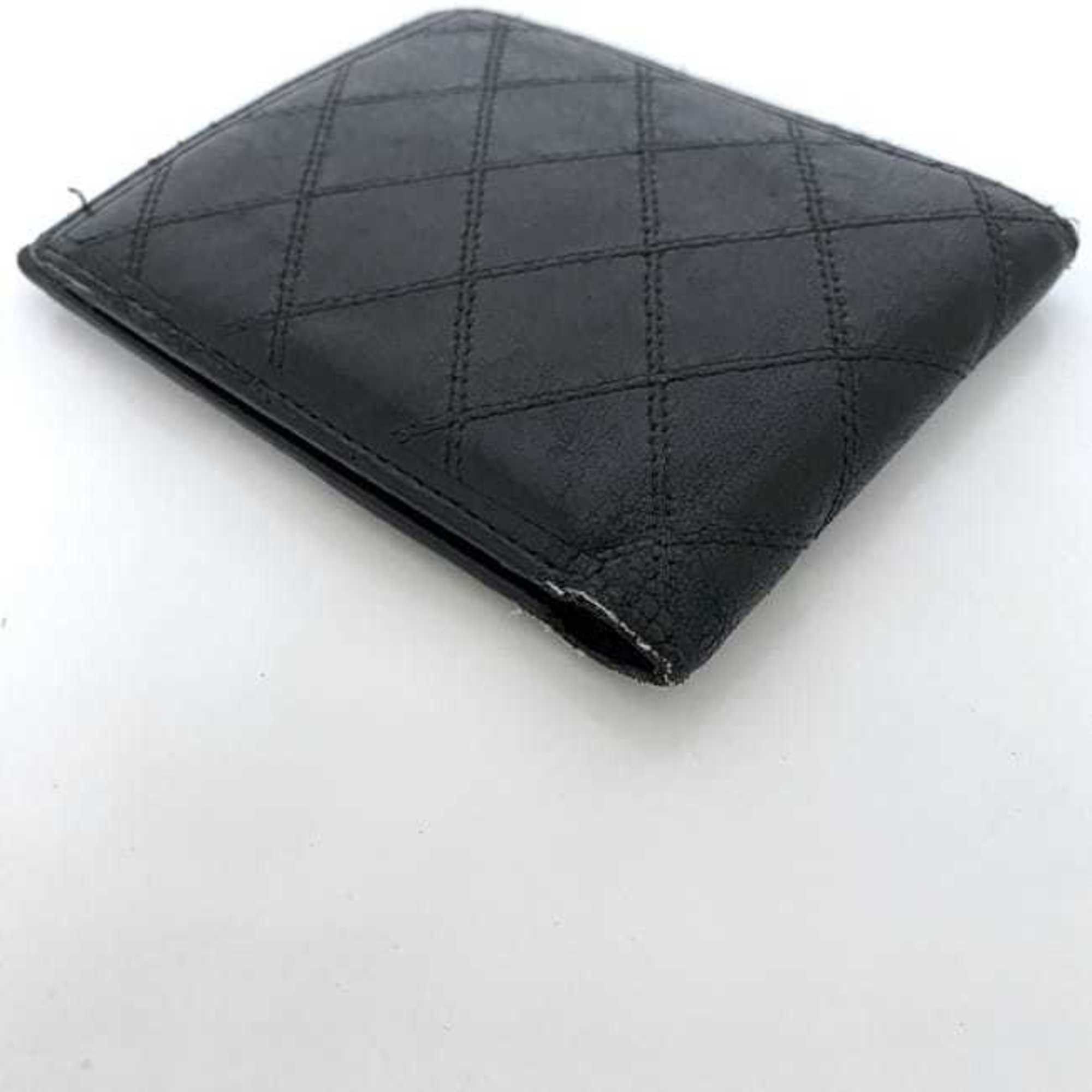 Chanel Chanel Bi-fold Wallet ec-22611 Black Bicolor Billfold Leather CHANEL Folding Coco Mark Quilting Compact Mini Size ONE SIZE - 7 Thumbnail