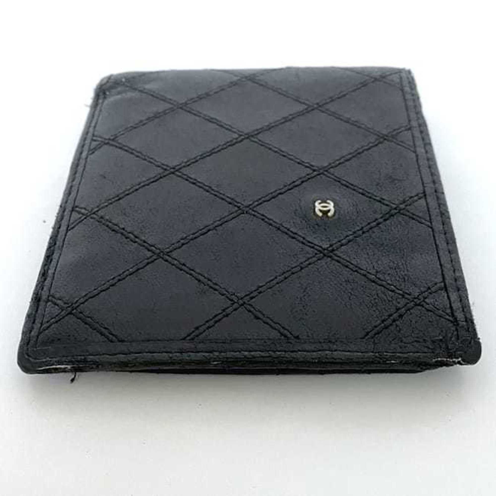 Chanel Chanel Bi-fold Wallet ec-22611 Black Bicolor Billfold Leather CHANEL Folding Coco Mark Quilting Compact Mini Size ONE SIZE - 8 Thumbnail