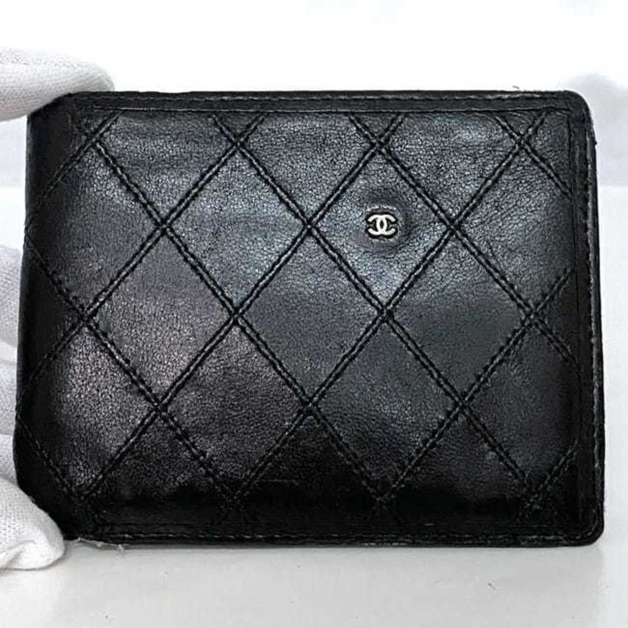 Chanel Chanel Bi-fold Wallet ec-22611 Black Bicolor Billfold Leather CHANEL Folding Coco Mark Quilting Compact Mini Size ONE SIZE - 5 Thumbnail