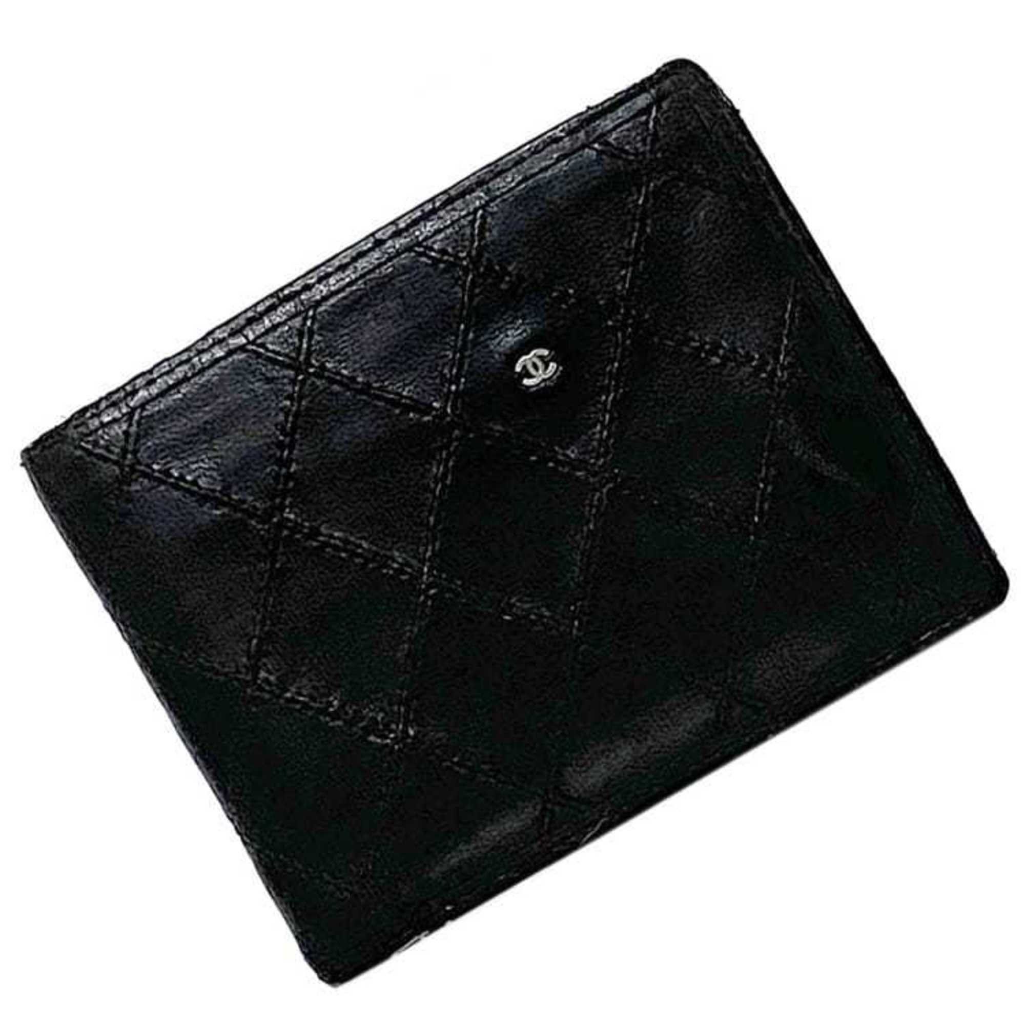 Chanel Chanel Bi-fold Wallet ec-22611 Black Bicolor Billfold Leather CHANEL Folding Coco Mark Quilting Compact Mini Size ONE SIZE - 2 Thumbnail