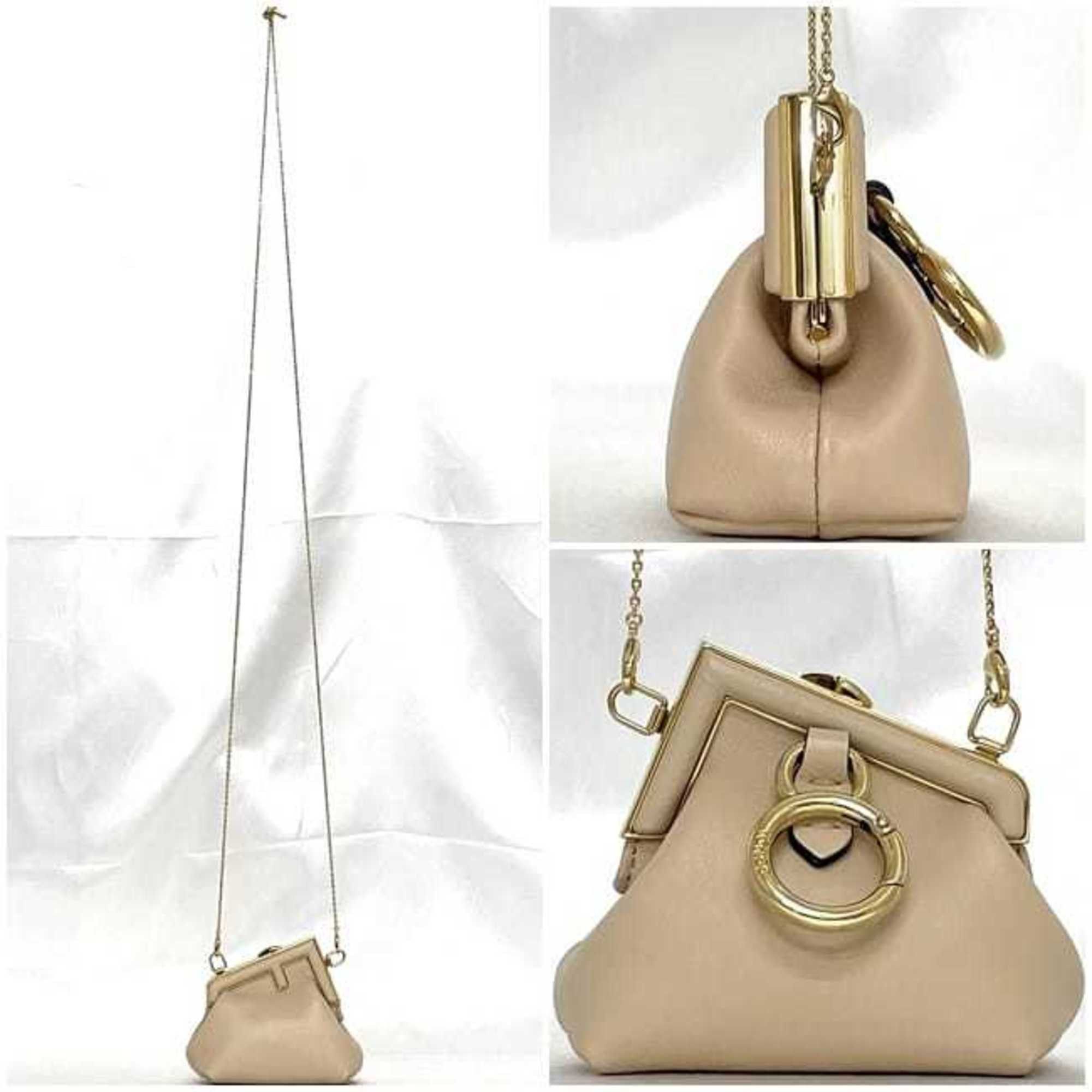 Fendi Fendi Charm First Nano f-22748 Beige Gold 7AS051 Mini Leather ABVE 228 1835 FENDI Pouch Bag Key Holder Chain Crossbody Size ONE SIZE - 3 Thumbnail