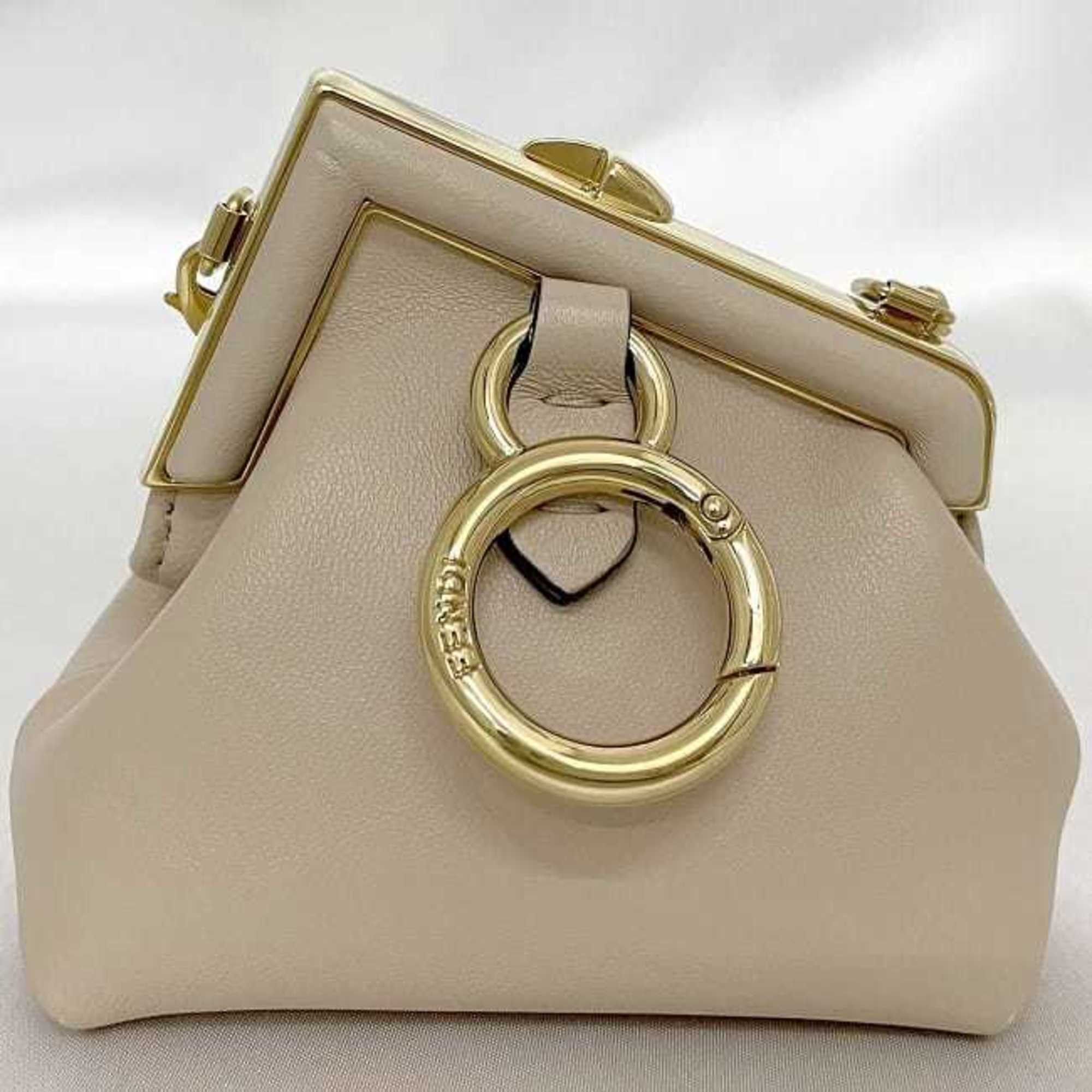 Fendi Fendi Charm First Nano f-22748 Beige Gold 7AS051 Mini Leather ABVE 228 1835 FENDI Pouch Bag Key Holder Chain Crossbody Size ONE SIZE - 7 Thumbnail