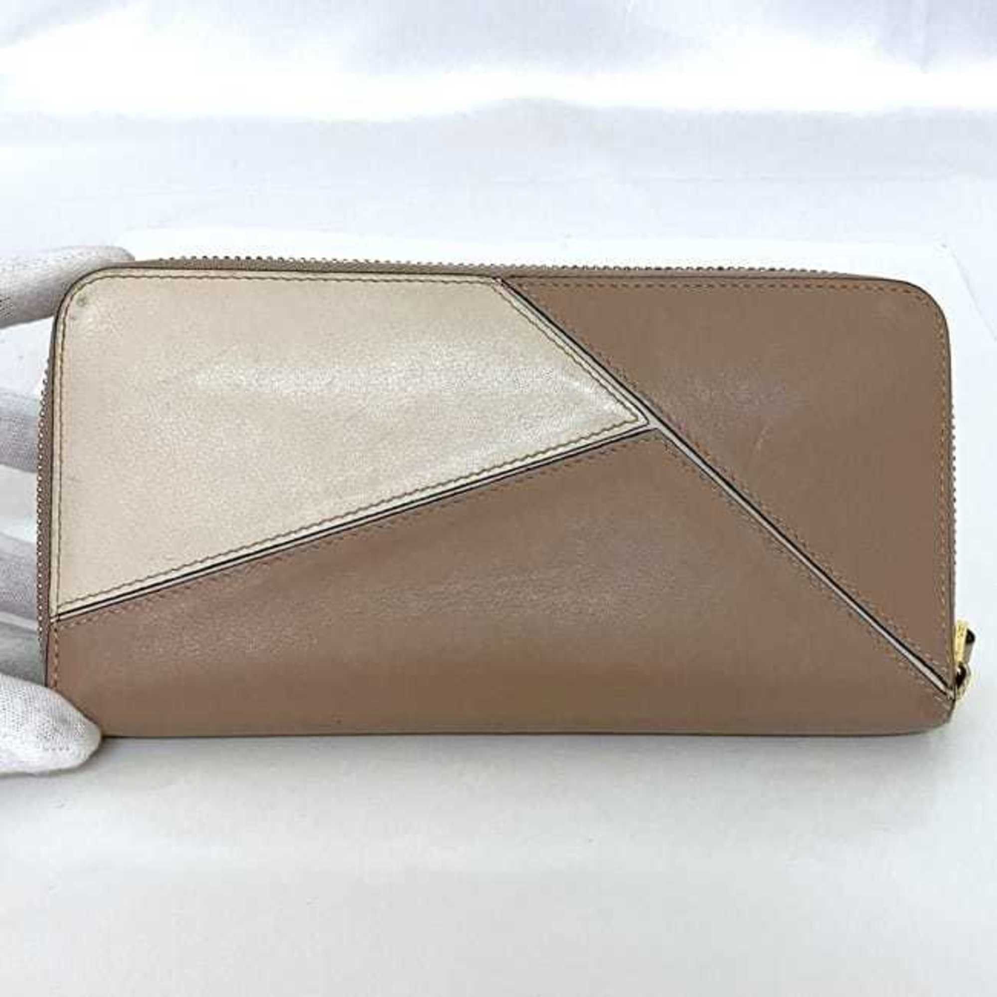 Loewe LOEWE Round Long Wallet ec-22656 Pink Beige White Puzzle 122N30DF13 Leather 261709 Women's Size ONE SIZE - 7 Thumbnail