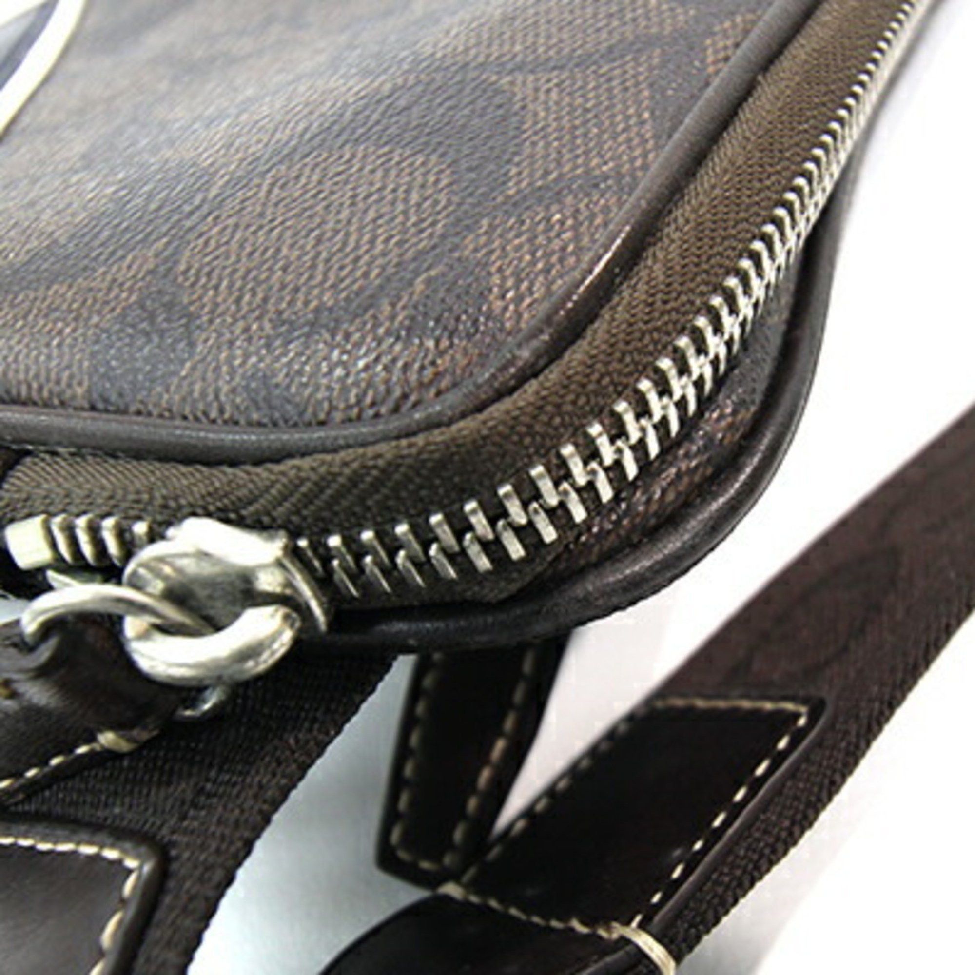 Coach Coach Body Bag Signature Belt 70337 Dark Brown PVC Leather Waist Shoulder Stripe Men's COACH Size ONE SIZE - 7 Thumbnail