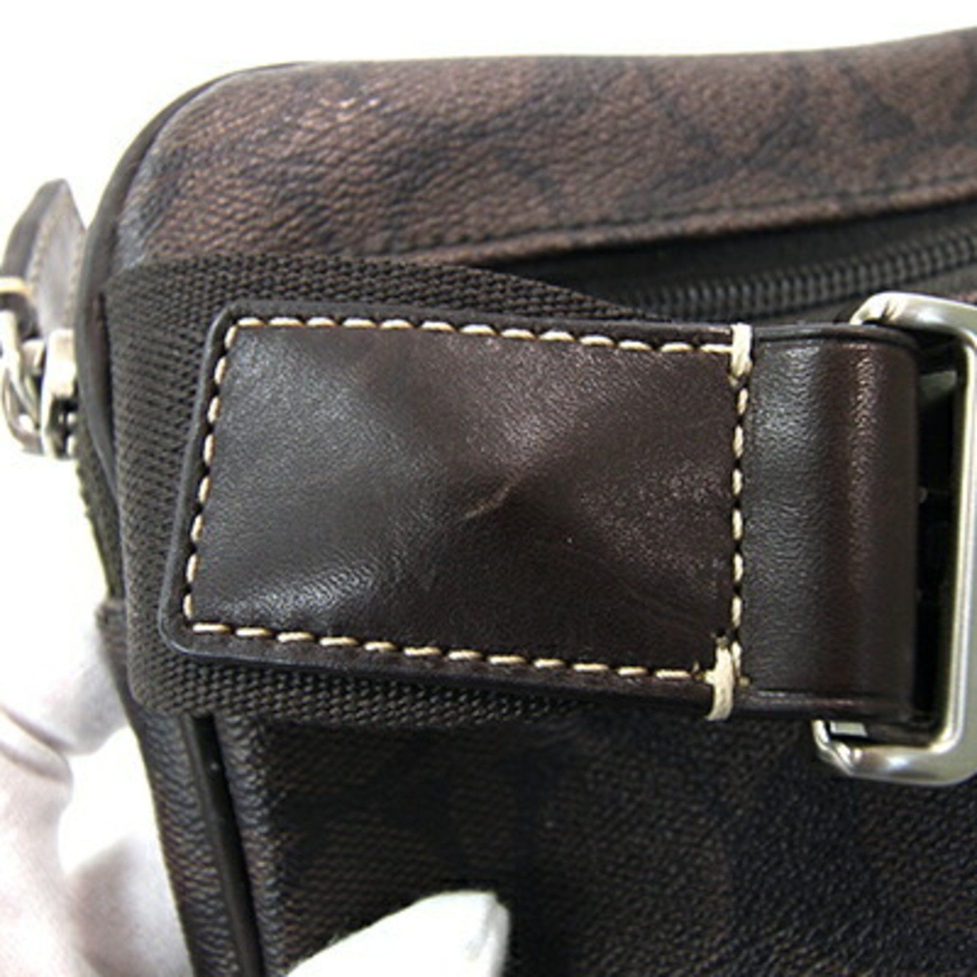 Coach Coach Body Bag Signature Belt 70337 Dark Brown PVC Leather Waist Shoulder Stripe Men's COACH Size ONE SIZE - 8 Thumbnail