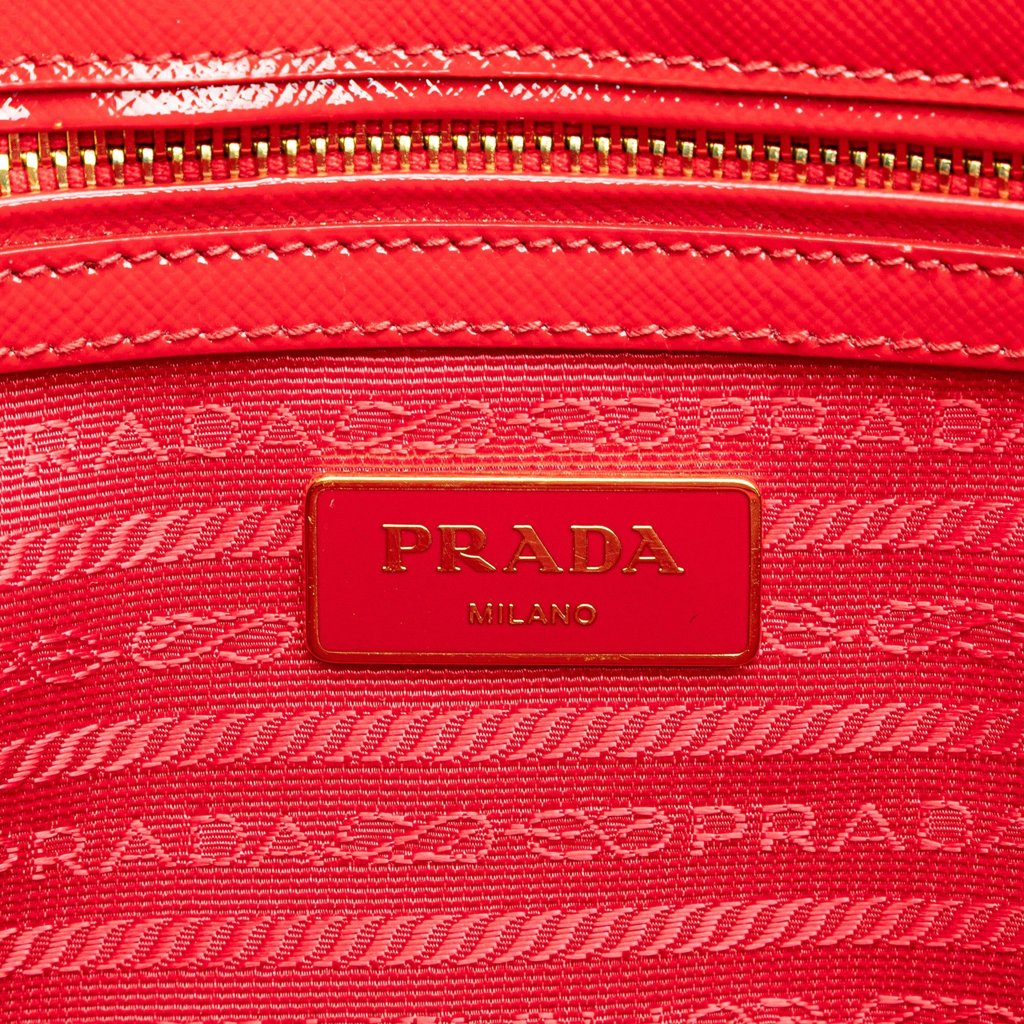 Prada Prada Small Saffiano Vernice Galleria Double Zip Satchel Red Size ONE SIZE - 6 Thumbnail