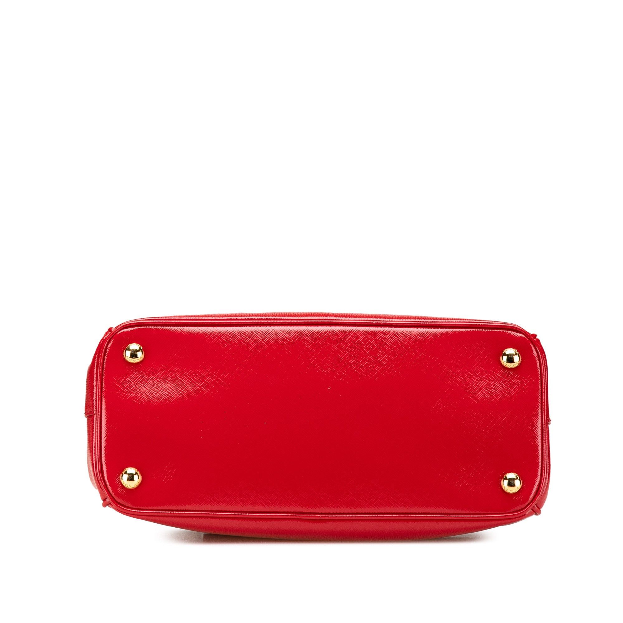 Prada Prada Small Saffiano Vernice Galleria Double Zip Satchel Red Size ONE SIZE - 3 Thumbnail