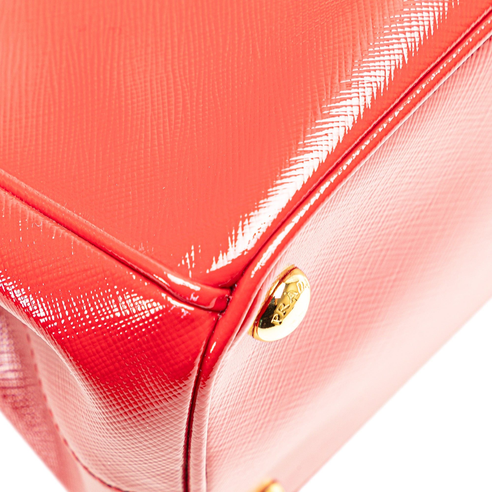 Prada Prada Small Saffiano Vernice Galleria Double Zip Satchel Red Size ONE SIZE - 10 Thumbnail