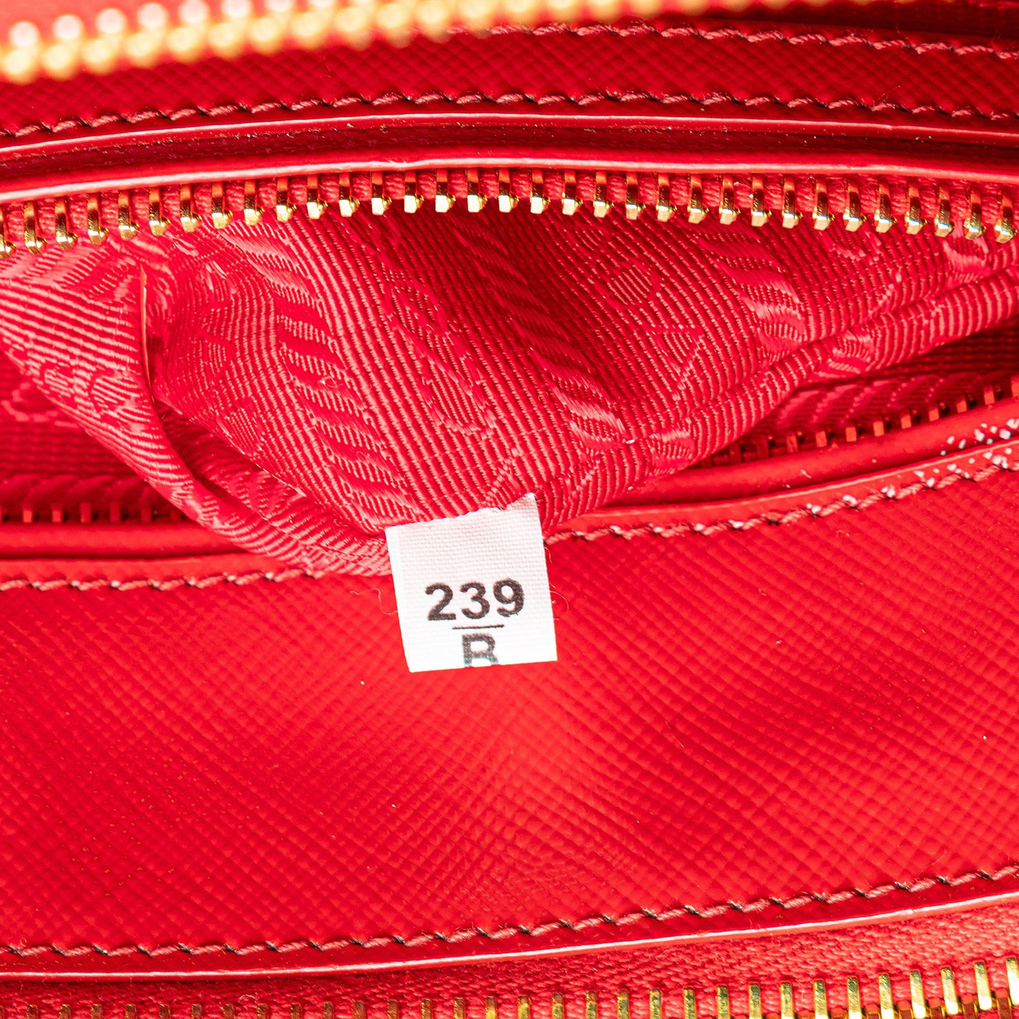 Prada Prada Small Saffiano Vernice Galleria Double Zip Satchel Red Size ONE SIZE - 7 Thumbnail