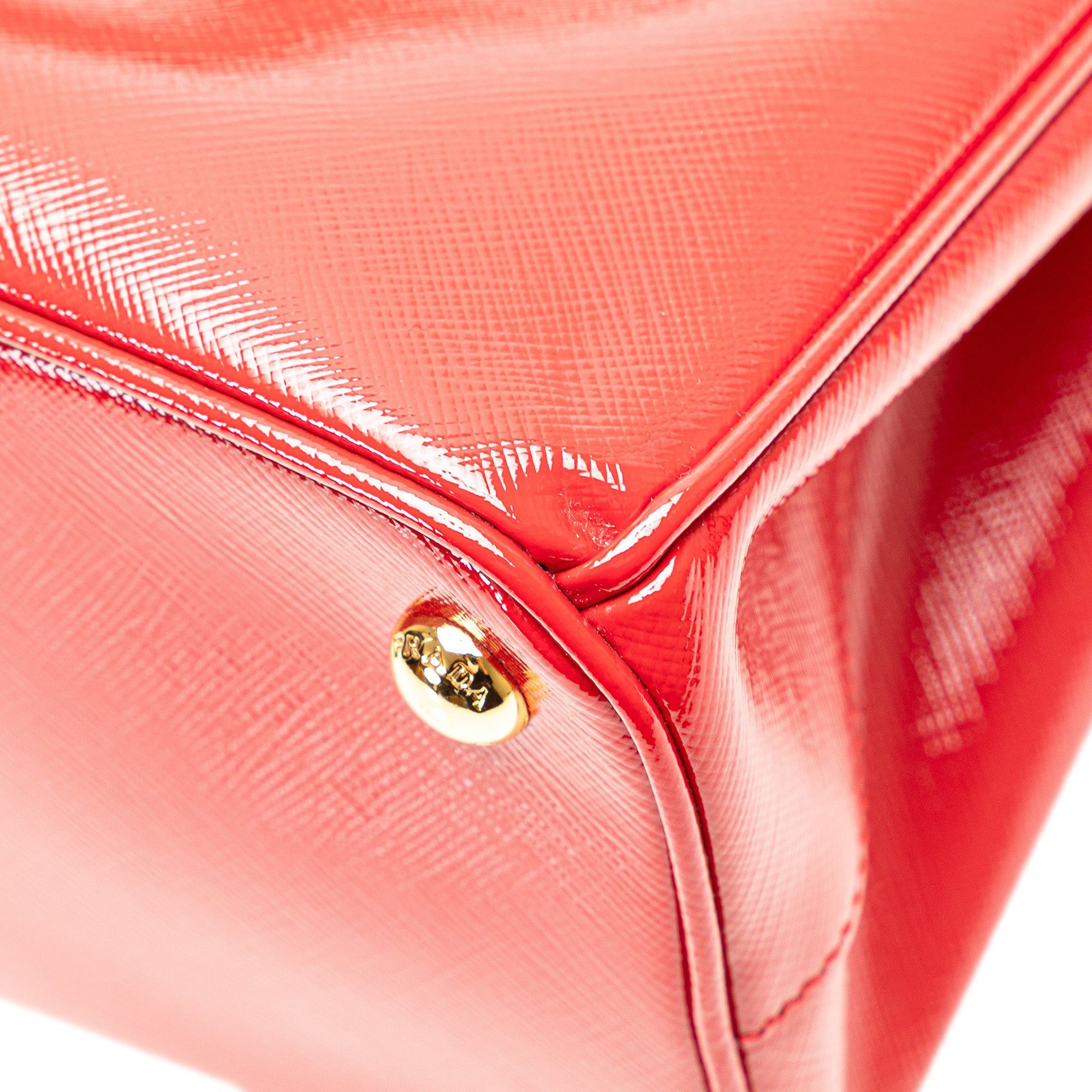 Prada Prada Small Saffiano Vernice Galleria Double Zip Satchel Red Size ONE SIZE - 11 Thumbnail